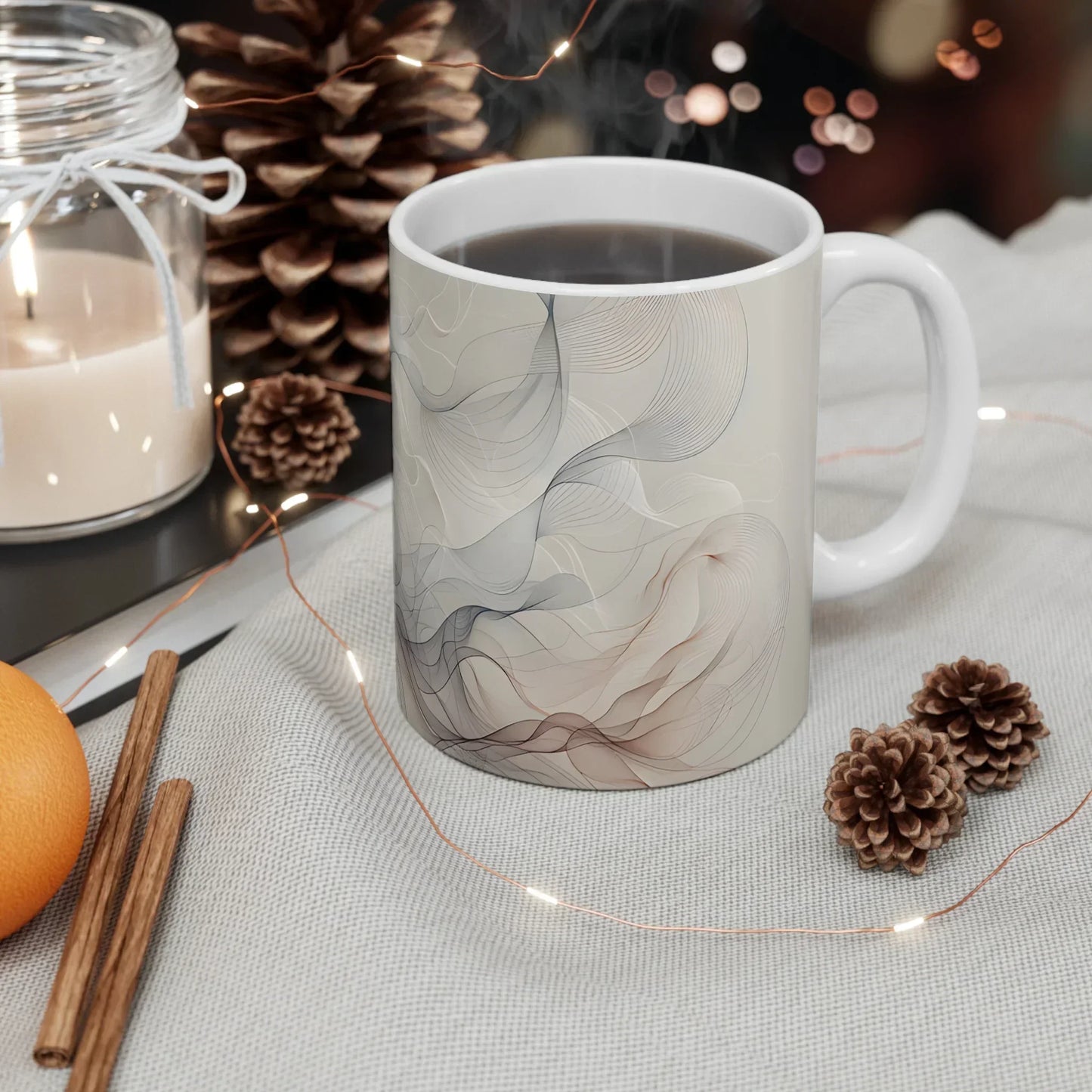 Ethereal Smoke Swirl Ceramic Mug – 11oz - KarArmDesign