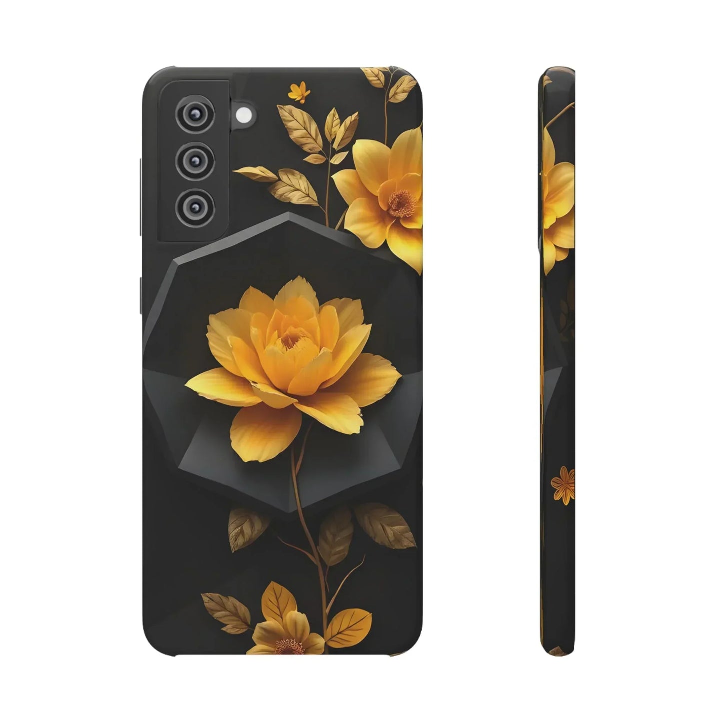 Yellow Floral Phone Case for iPhone 7-16 and Samsung Galaxy S10-S24 Models - KarArmDesign