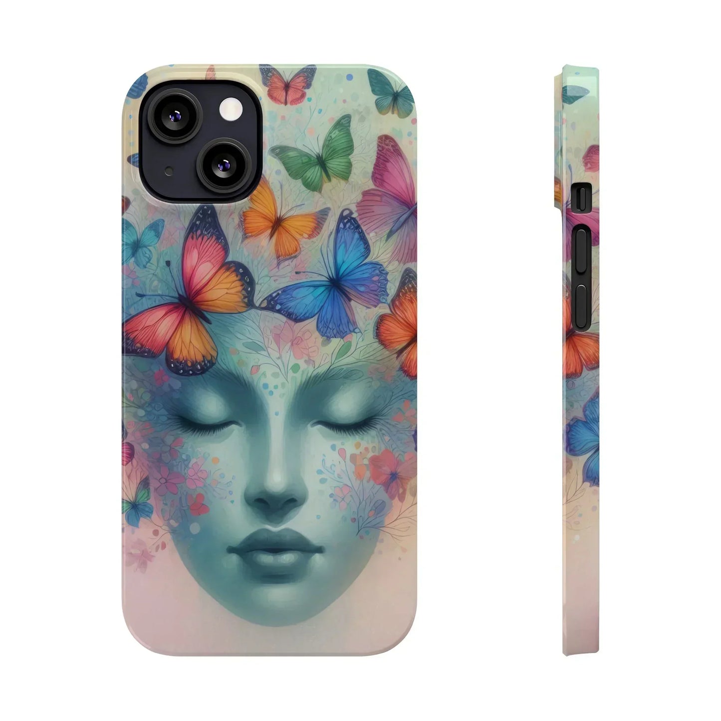 Butterfly Bloom Dreamy Woman with Closed Eyes Tough Phone Case for iPhone - KarArmDesign