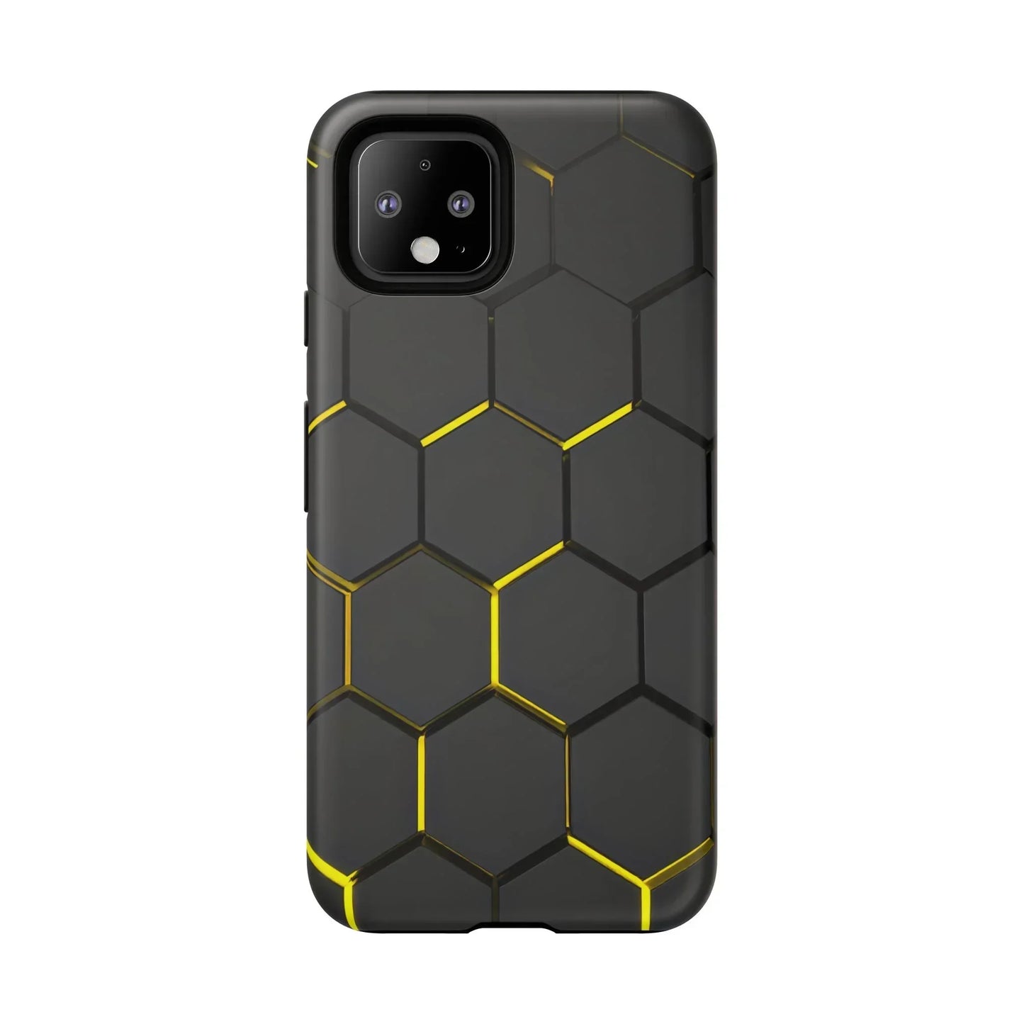 Black and Yellow Hexagon Geometric Tough Phone Case for Galaxy and Pixel - KarArmDesign