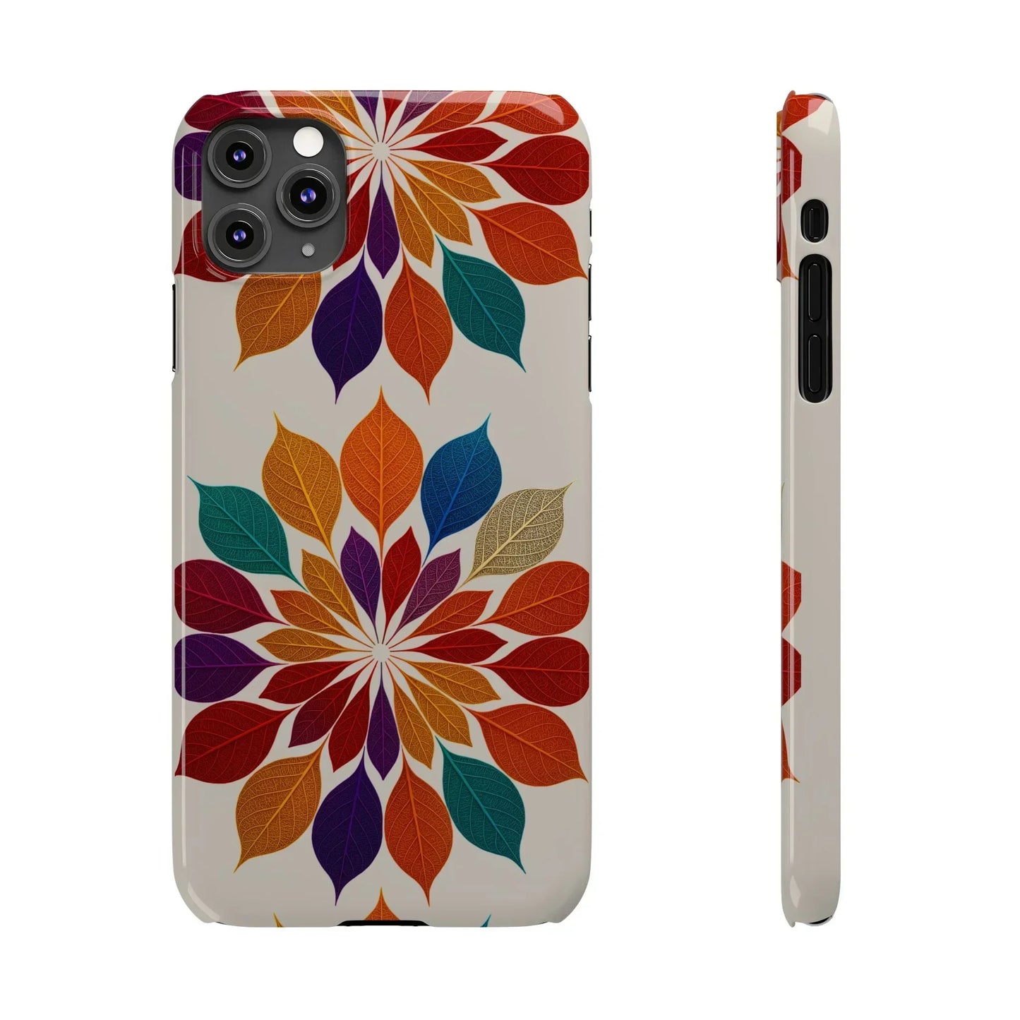 Leaf Mandala Botanical Burst Design Slim Phone Case for iPhone 7-16 Models - KarArmDesign