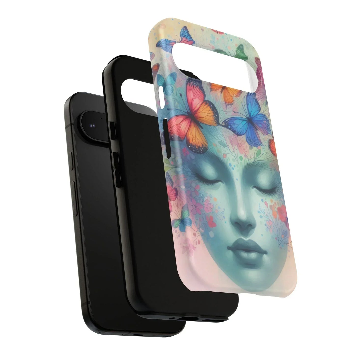 Butterfly Bloom Dreamy Woman Phone Case for Galaxy and Pixel - KarArmDesign