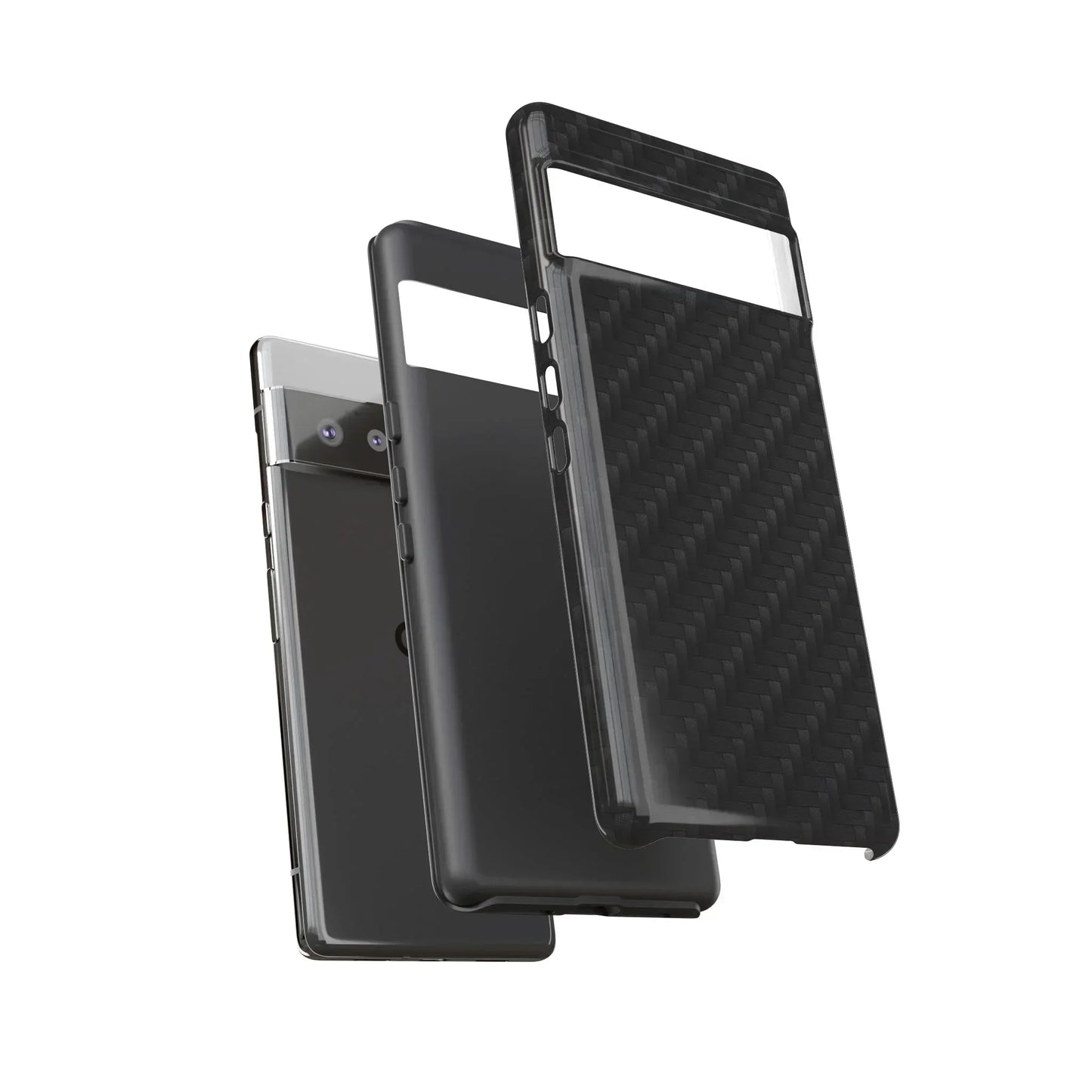 Black Carbon Phone Case Tough Case for iPhone 8-16 and Google Pixel up to 9 Models - KarArmDesign