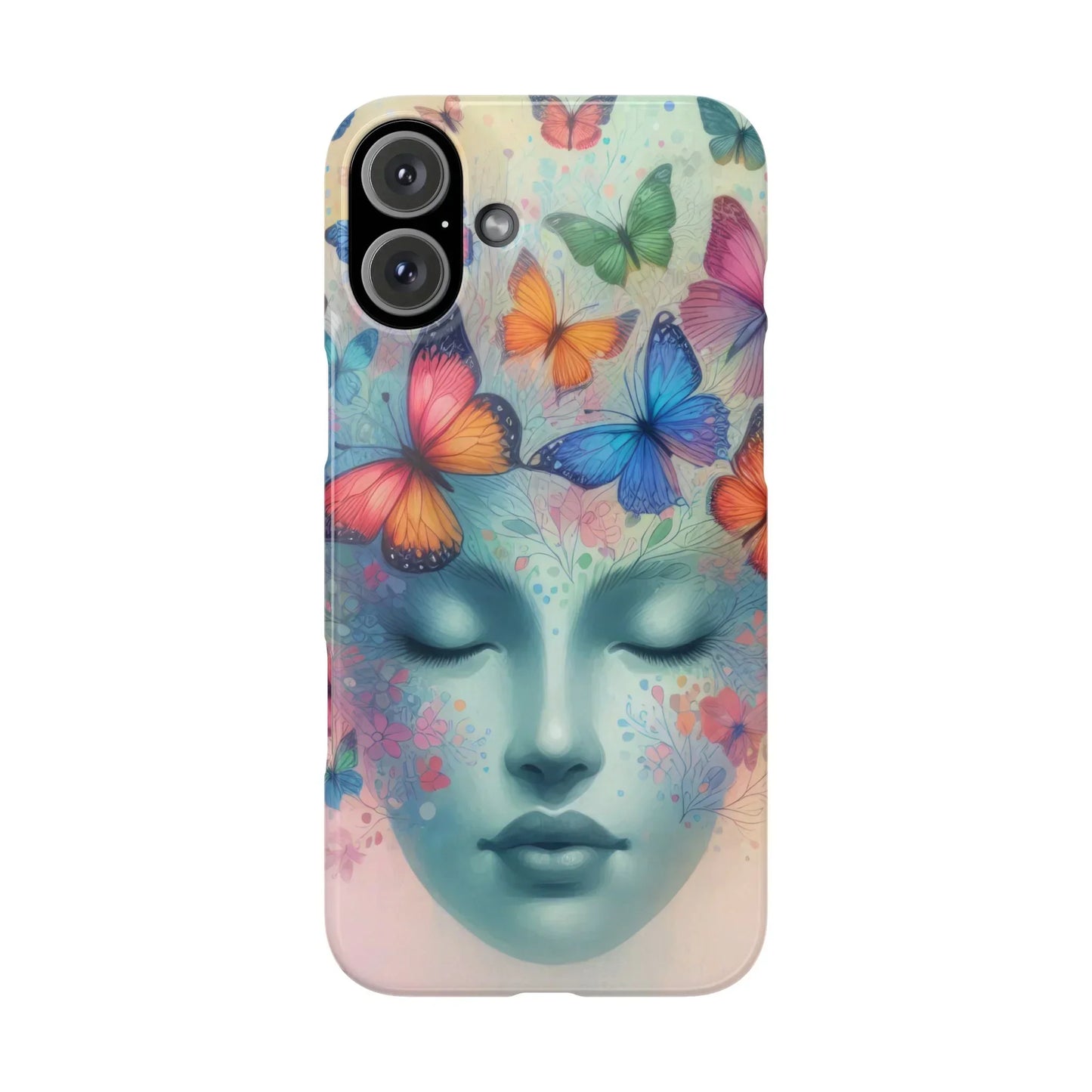Butterfly Bloom Dreamy Woman with Closed Eyes Tough Phone Case for iPhone - KarArmDesign