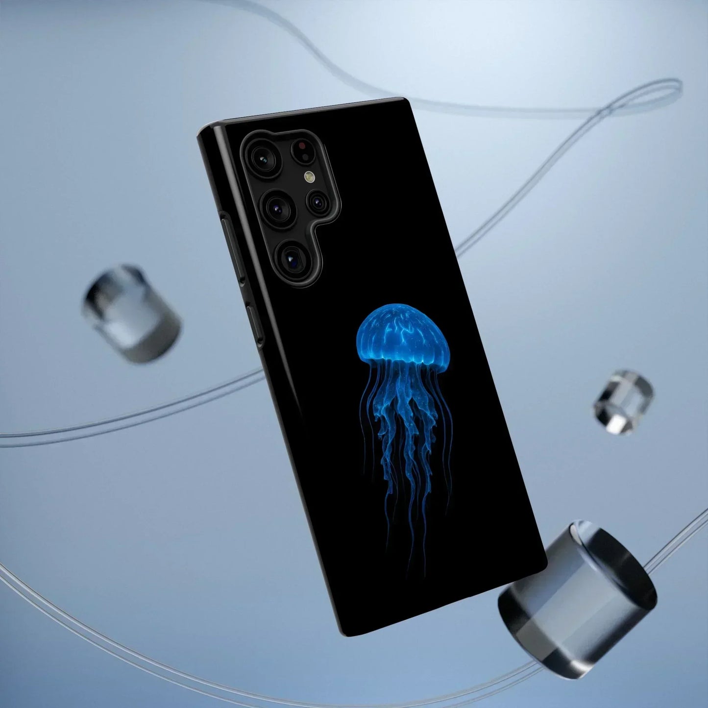 Blue Jellyfish Phone Case for iPhone 12-16 and Samsung Galaxy S21-S22 Models - KarArmDesign