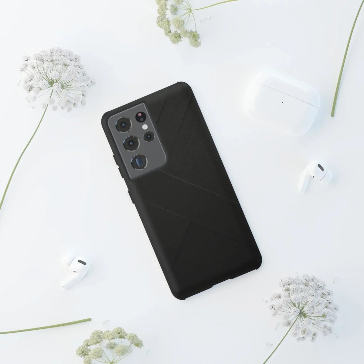 Matte Black Diagonal Line Phone Case for iPhone 8-16 and Galaxy S10-S25 Models - KarArmDesign