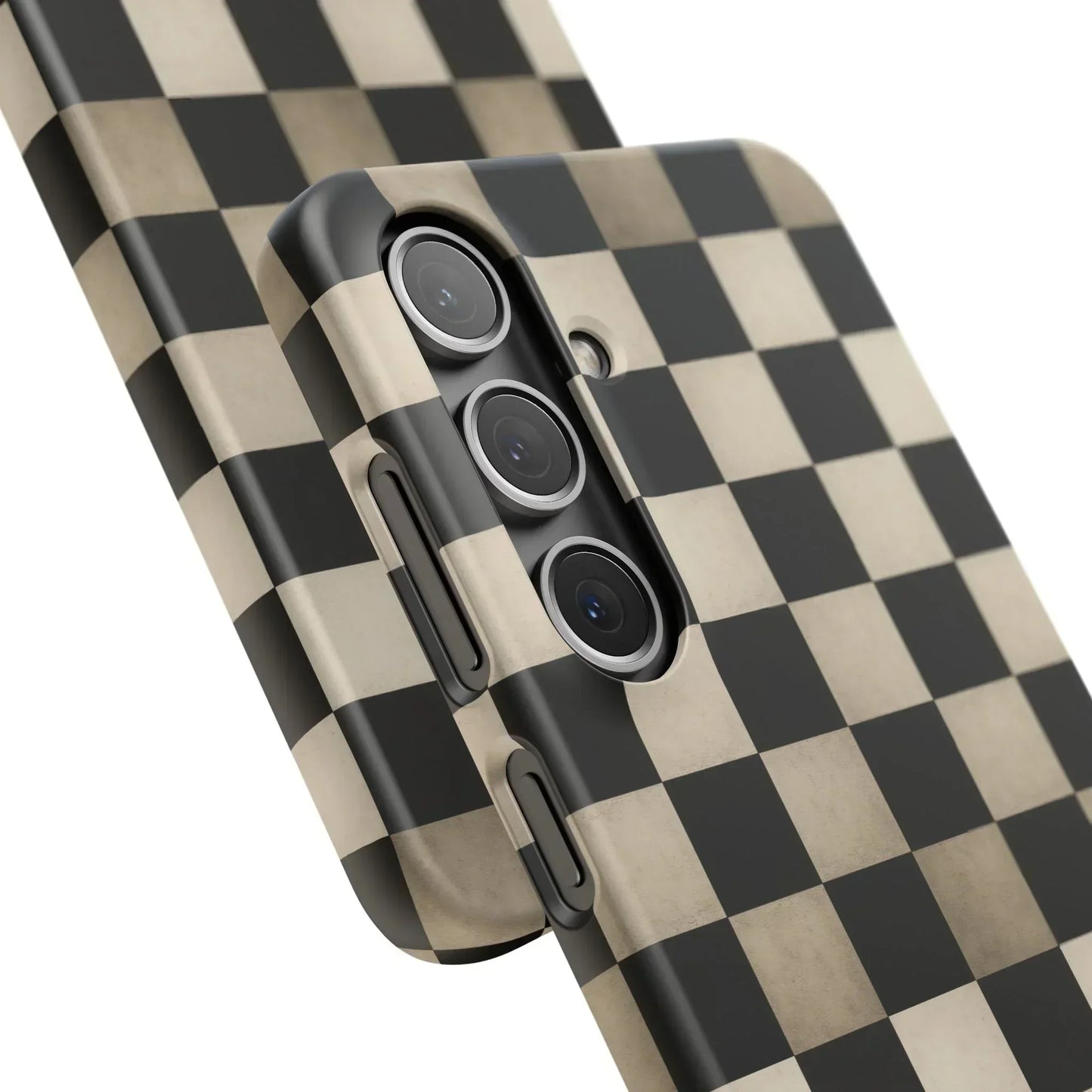 Stylish Matte Checker Phone Case for iPhone 7-16 and Samsung Galaxy S10-S24 Models - KarArmDesign