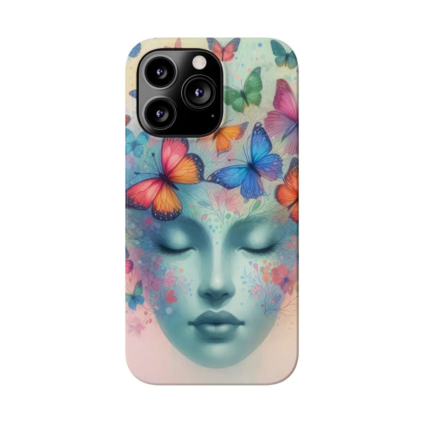 Butterfly Bloom Dreamy Woman with Closed Eyes Tough Phone Case for iPhone - KarArmDesign