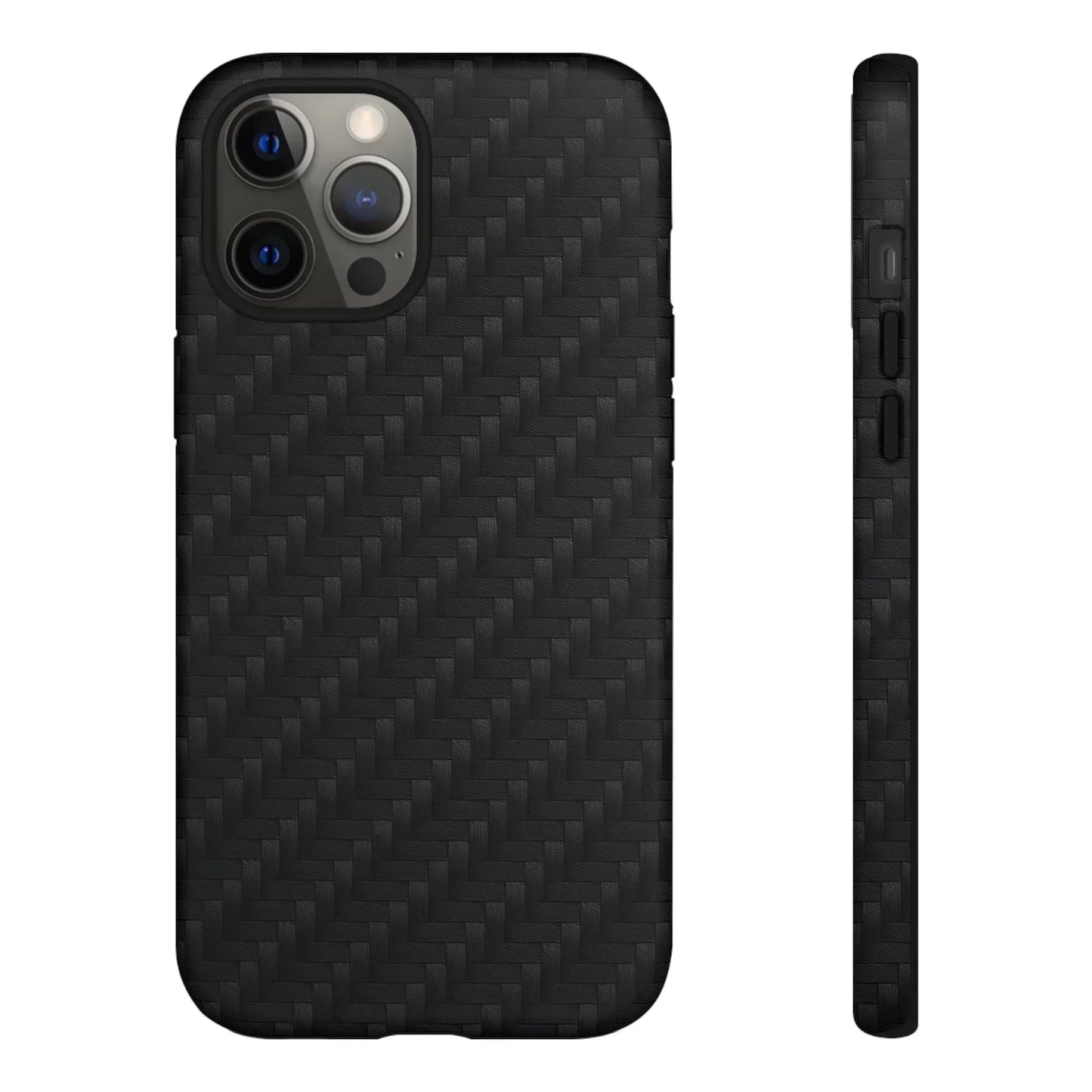 Black Carbon Phone Case Tough Case for iPhone 8-16 and Google Pixel up to 9 Models - KarArmDesign