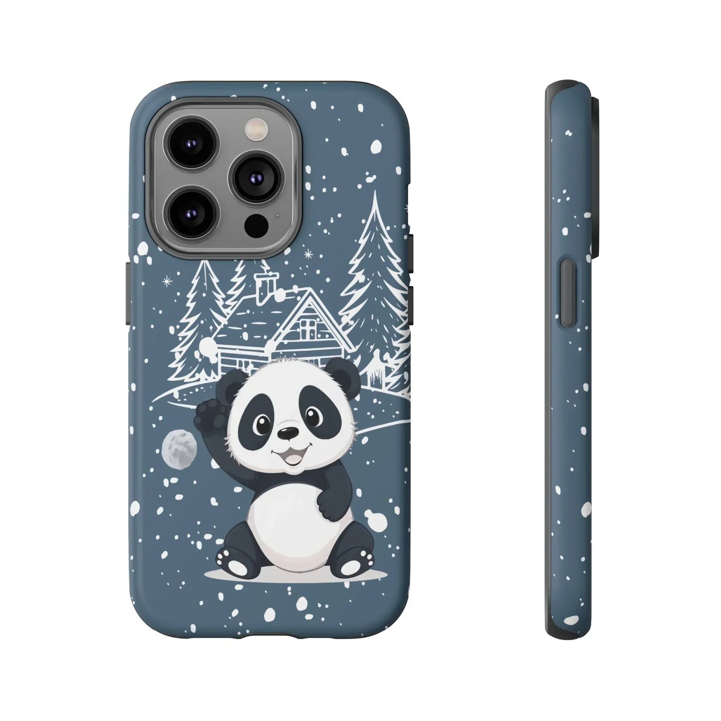 Cute Panda in a Winter Wonderland Phone Case for iPhone 8-16 Models - KarArmDesign
