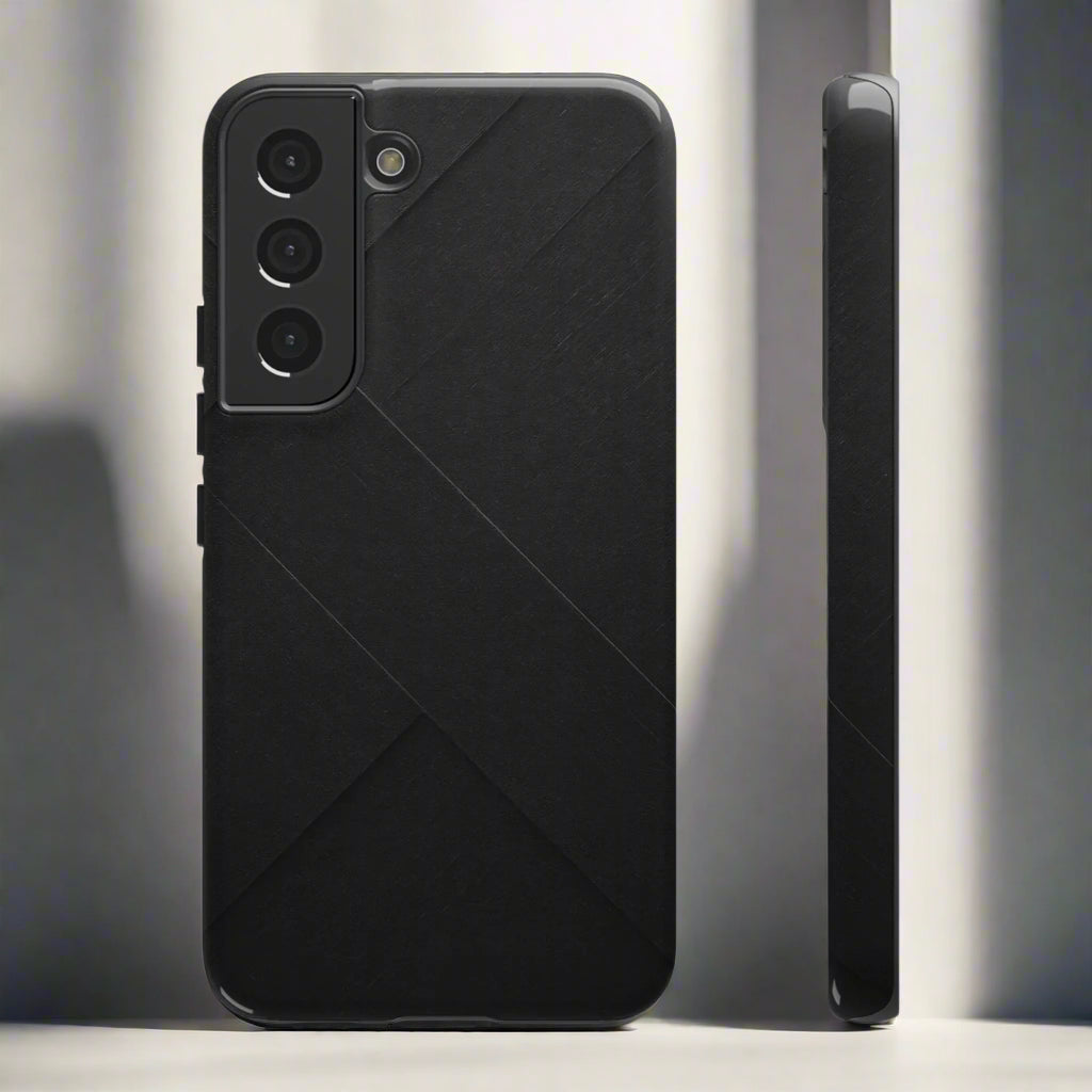 Matte Black Diagonal Line Phone Case for iPhone 8-16 and Galaxy S10-S25 Models - KarArmDesign