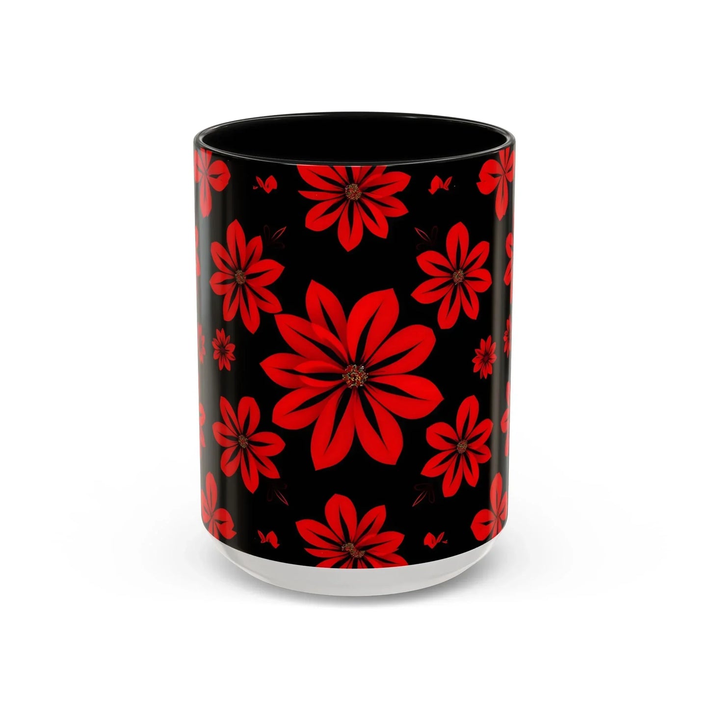 Accent Red Floral Coffee Mug – 11oz & 15oz - KarArmDesign