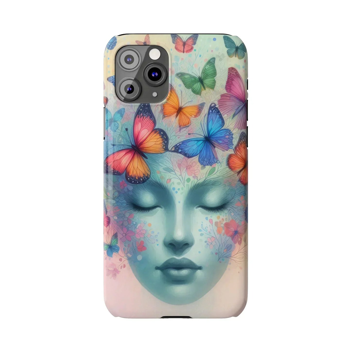 Butterfly Bloom Dreamy Woman with Closed Eyes Tough Phone Case for iPhone - KarArmDesign