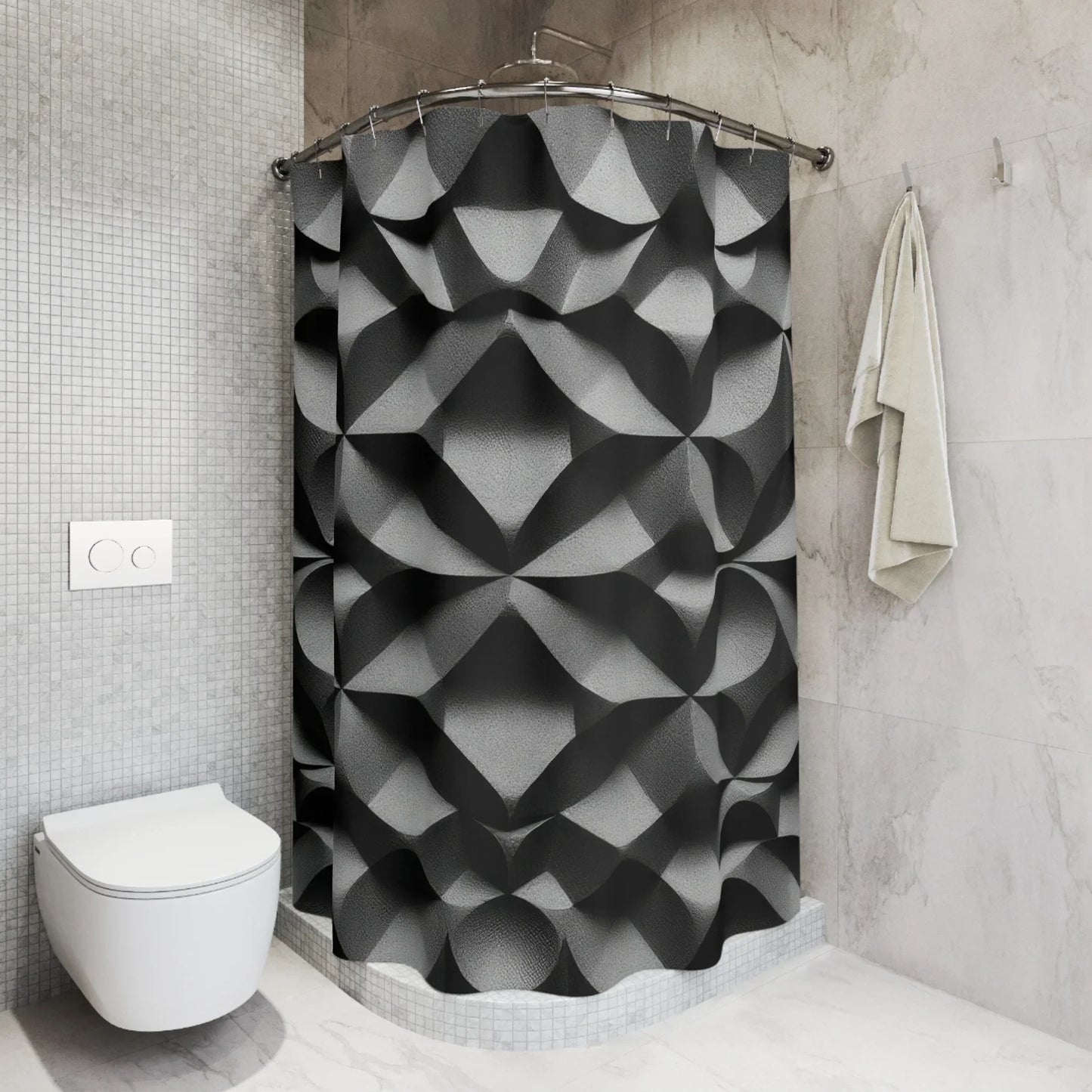 Black Geometric Bold Modern Shower Curtain | Exclusive by KARARMDESIGN - KarArmDesign