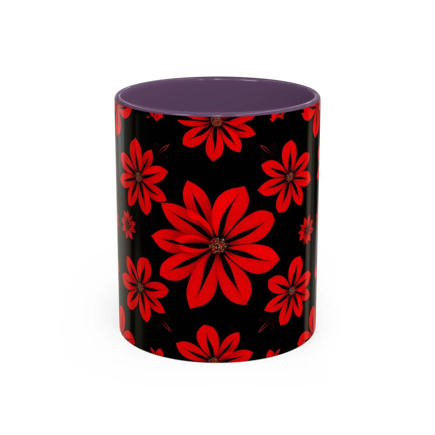 Accent Red Floral Coffee Mug – 11oz & 15oz - KarArmDesign