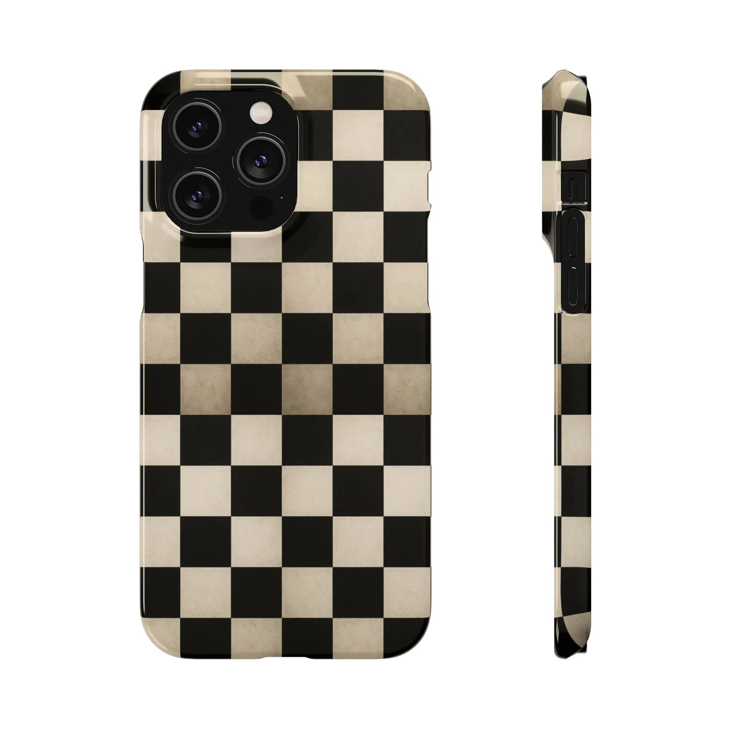 Stylish Matte Checker Phone Case for iPhone 7-16 and Samsung Galaxy S10-S24 Models - KarArmDesign