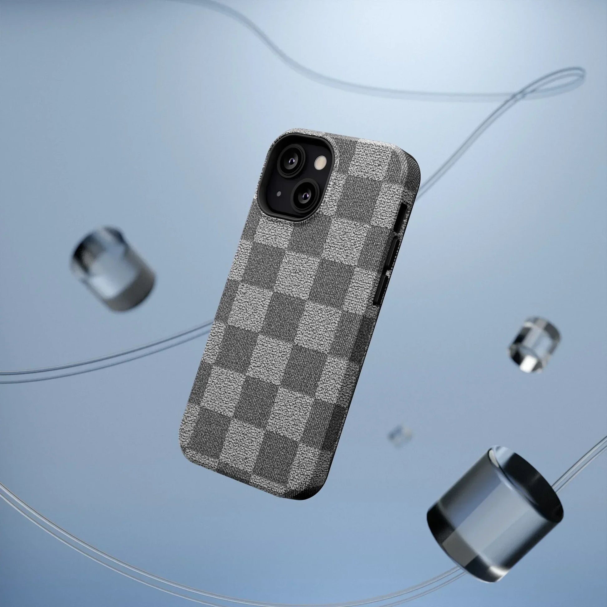 Gray Checkered Phone Case for iPhone 12-16 and Galaxy S21-S22 Models - KarArmDesign