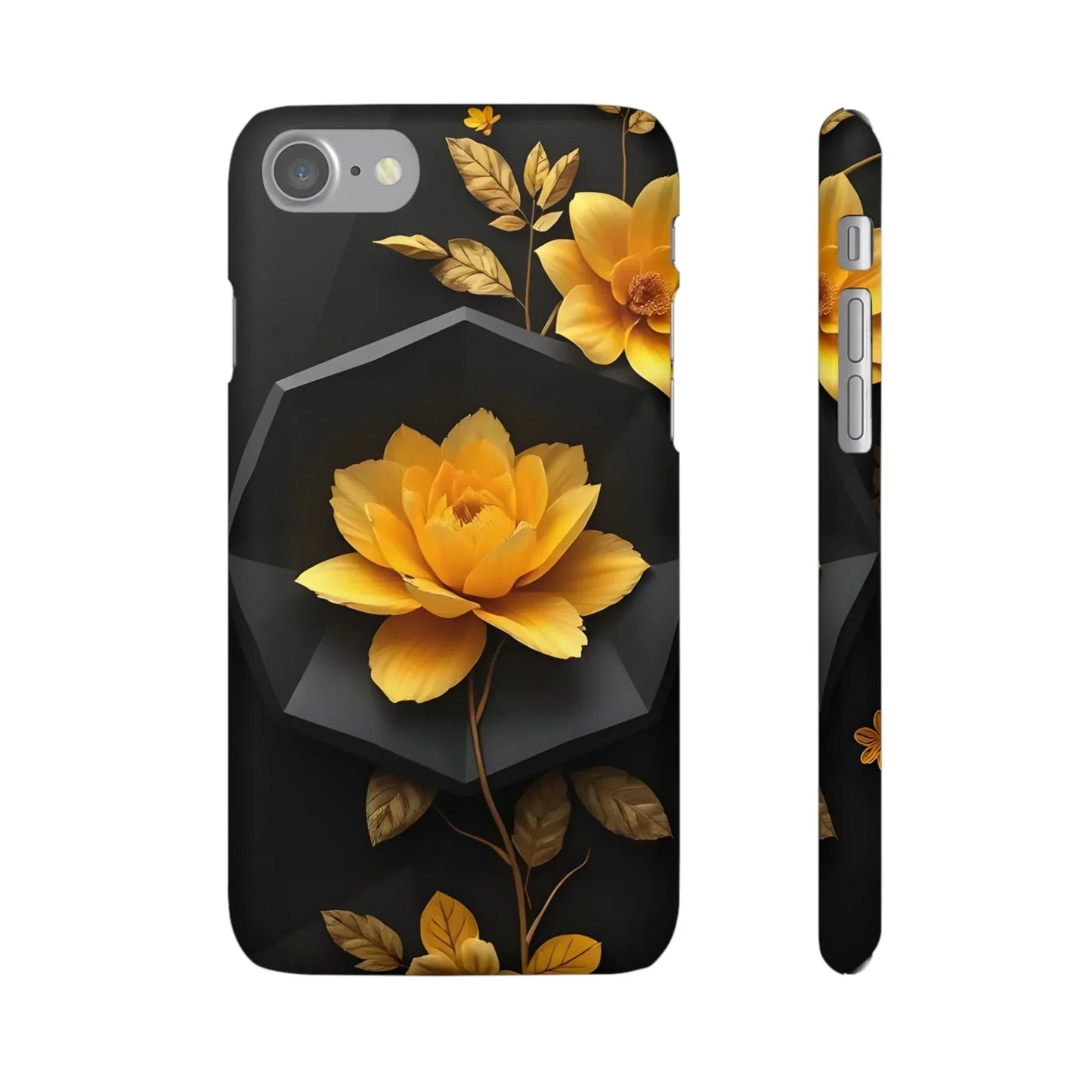 Yellow Floral Phone Case for iPhone 7-16 and Samsung Galaxy S10-S24 Models - KarArmDesign