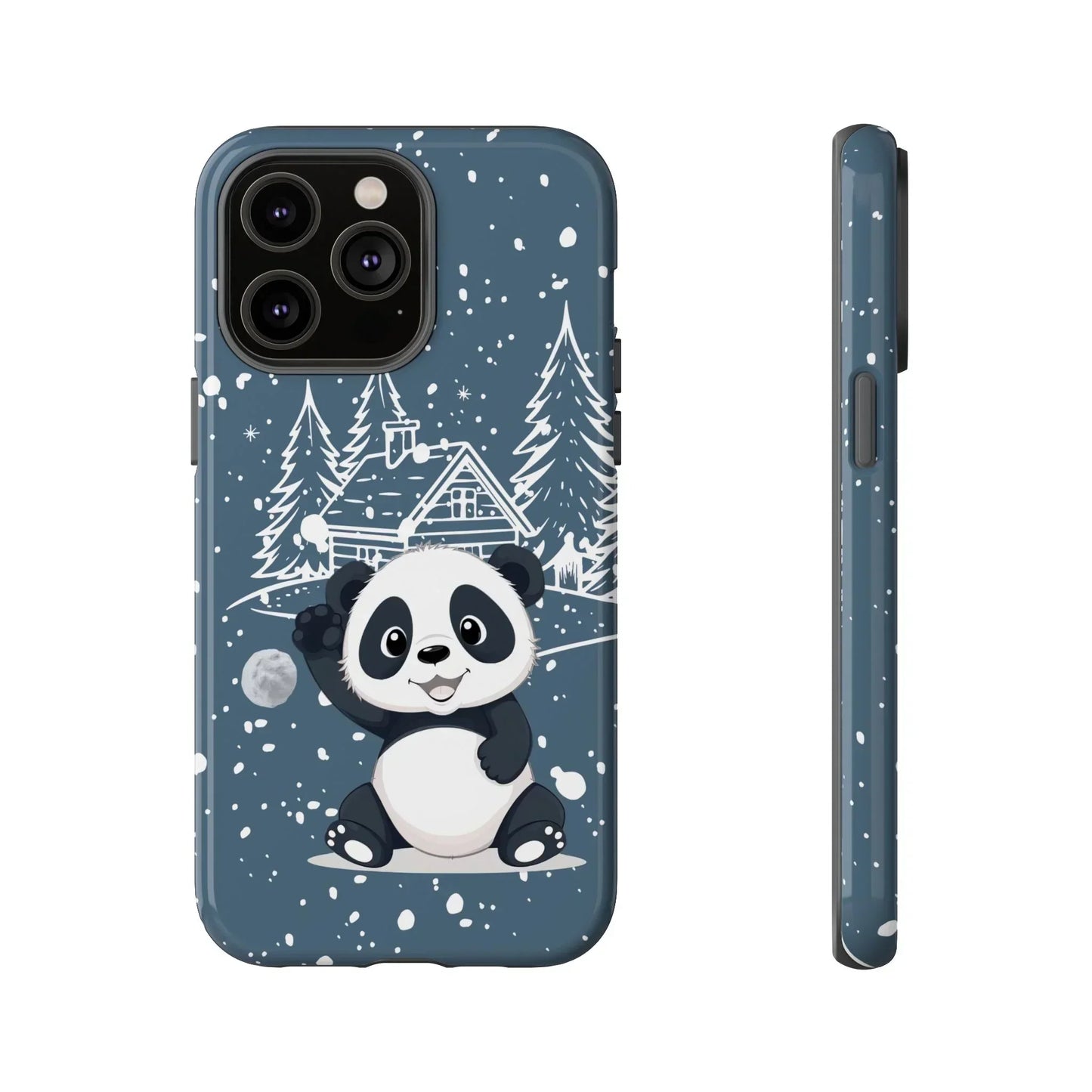 Cute Panda in a Winter Wonderland Phone Case for iPhone 8-16 Models - KarArmDesign