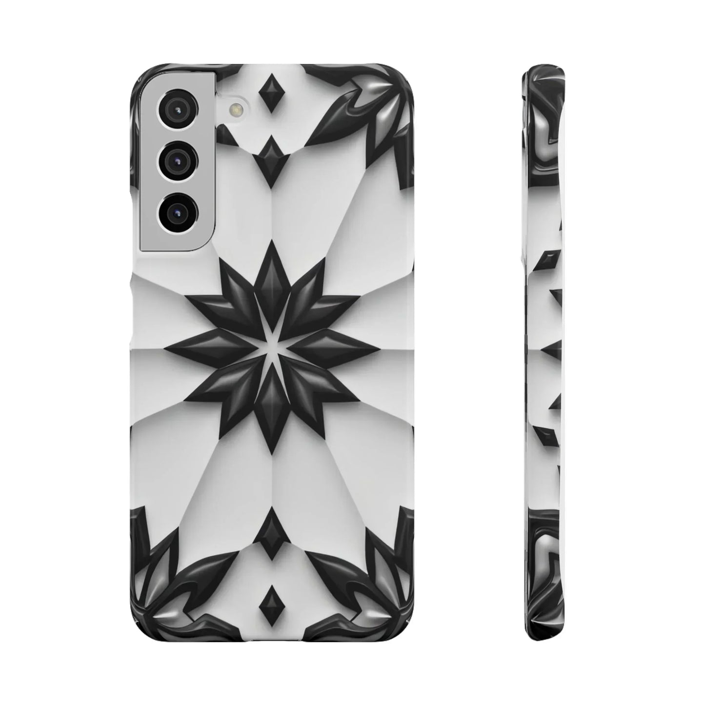 Black and White Geometric Floral Phone Case for iPhone and Samsung Galaxy - KarArmDesign