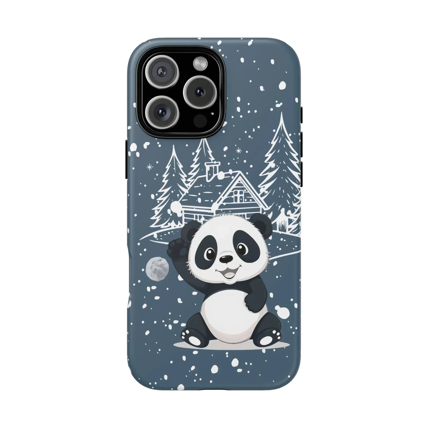 Cute Panda in a Winter Wonderland Phone Case for iPhone 8-16 Models - KarArmDesign