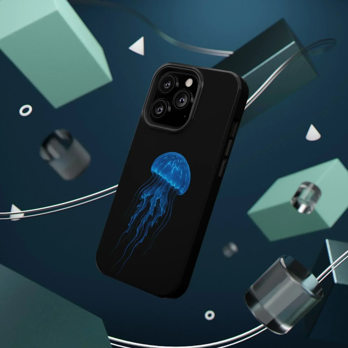 Blue Jellyfish Phone Case for iPhone 12-16 and Samsung Galaxy S21-S22 Models - KarArmDesign