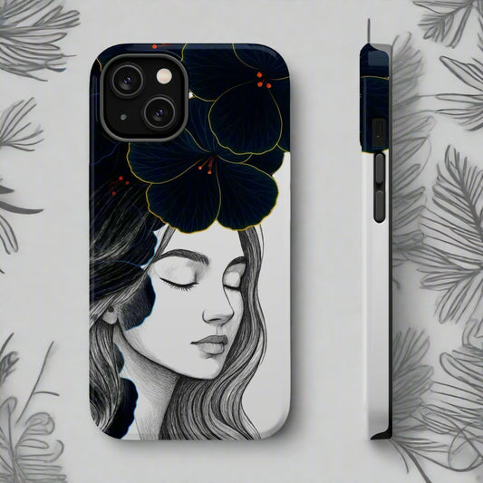 Dark Floral Elegance Phone Case for iPhone 13-16 Models - KarArmDesign