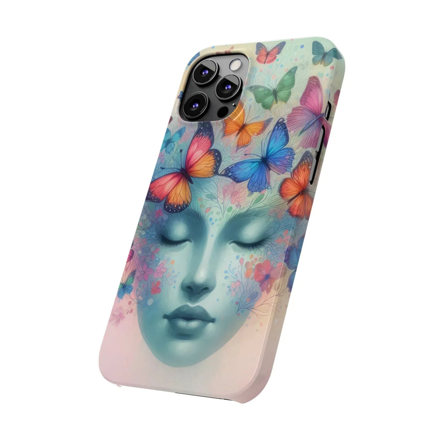 Butterfly Bloom Dreamy Woman with Closed Eyes Tough Phone Case for iPhone - KarArmDesign