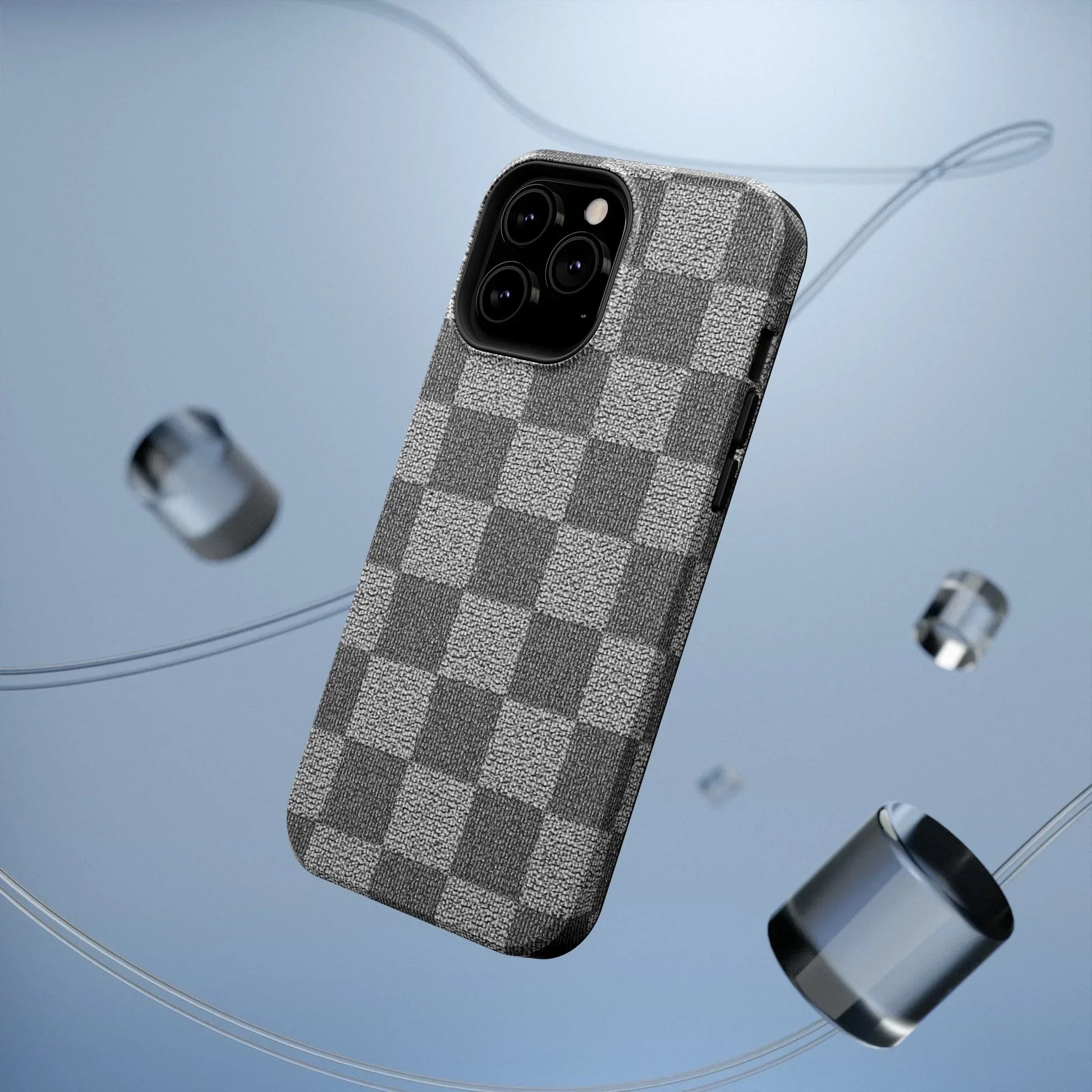 Gray Checkered Phone Case for iPhone 12-16 and Galaxy S21-S22 Models - KarArmDesign