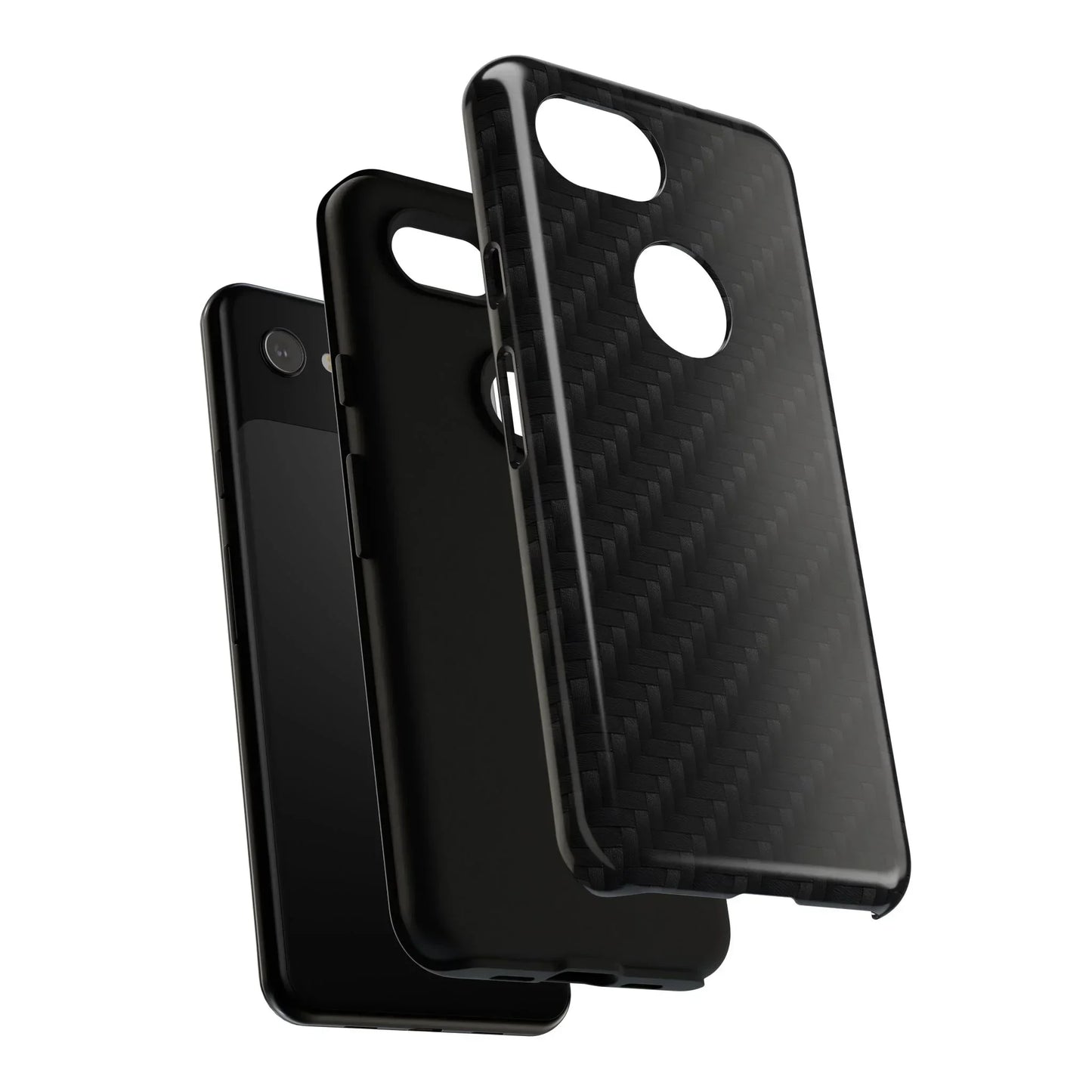 Black Carbon Phone Case Tough Case for iPhone 8-16 and Google Pixel up to 9 Models - KarArmDesign