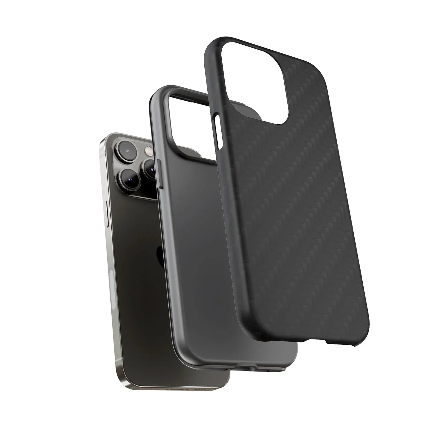 Black Carbon Phone Case Tough Case for iPhone 8-16 and Google Pixel up to 9 Models - KarArmDesign