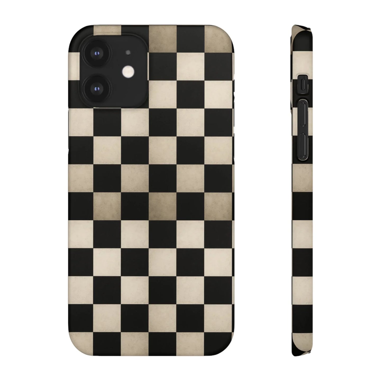Stylish Matte Checker Phone Case for iPhone 7-16 and Samsung Galaxy S10-S24 Models - KarArmDesign