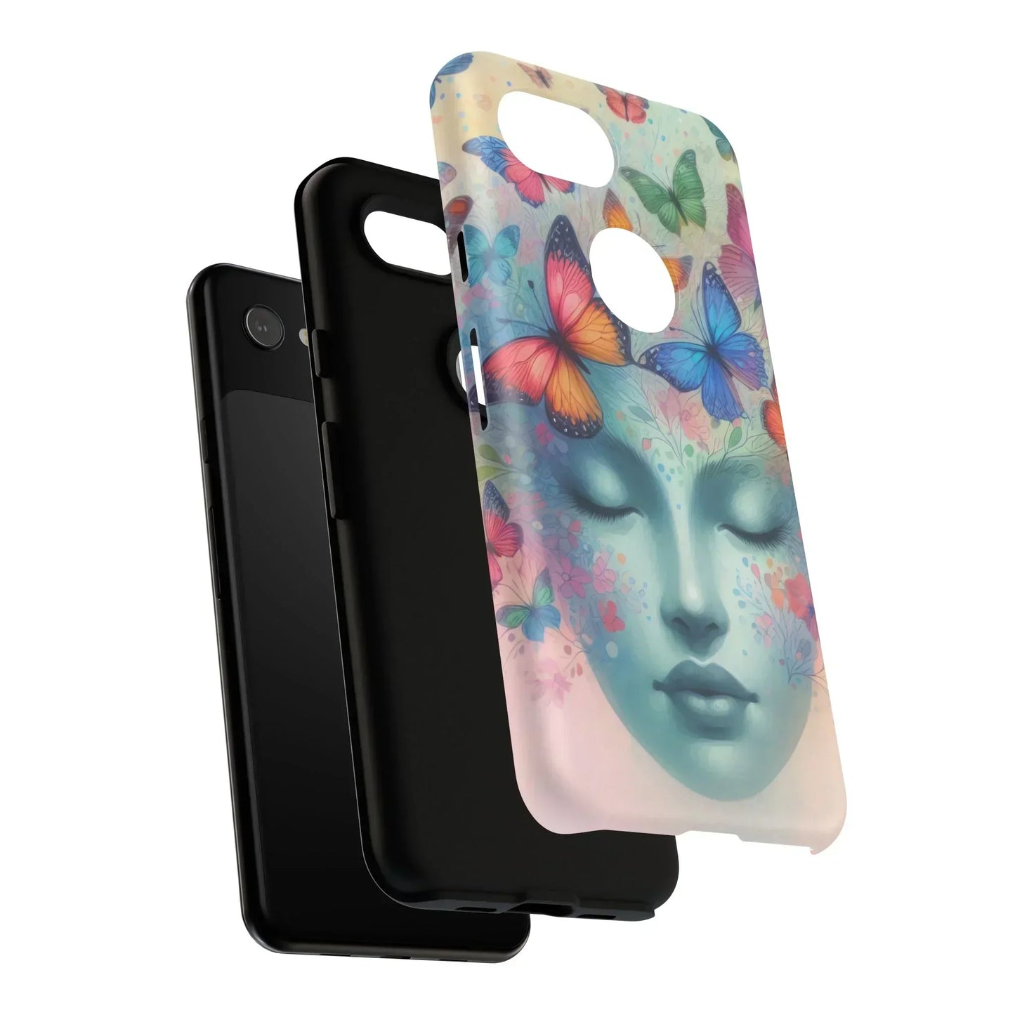 Butterfly Bloom Dreamy Woman Phone Case for Galaxy and Pixel - KarArmDesign