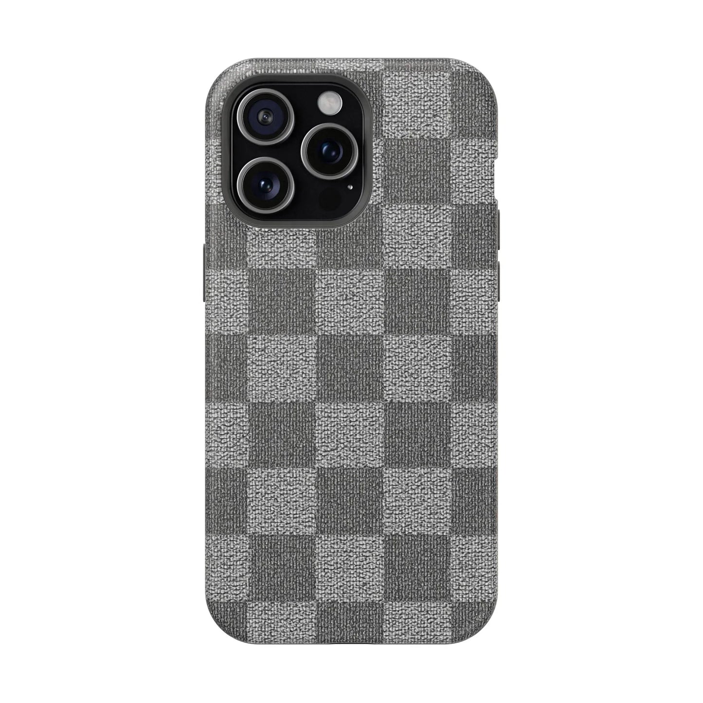 Gray Checkered Phone Case for iPhone 12-16 and Galaxy S21-S22 Models - KarArmDesign