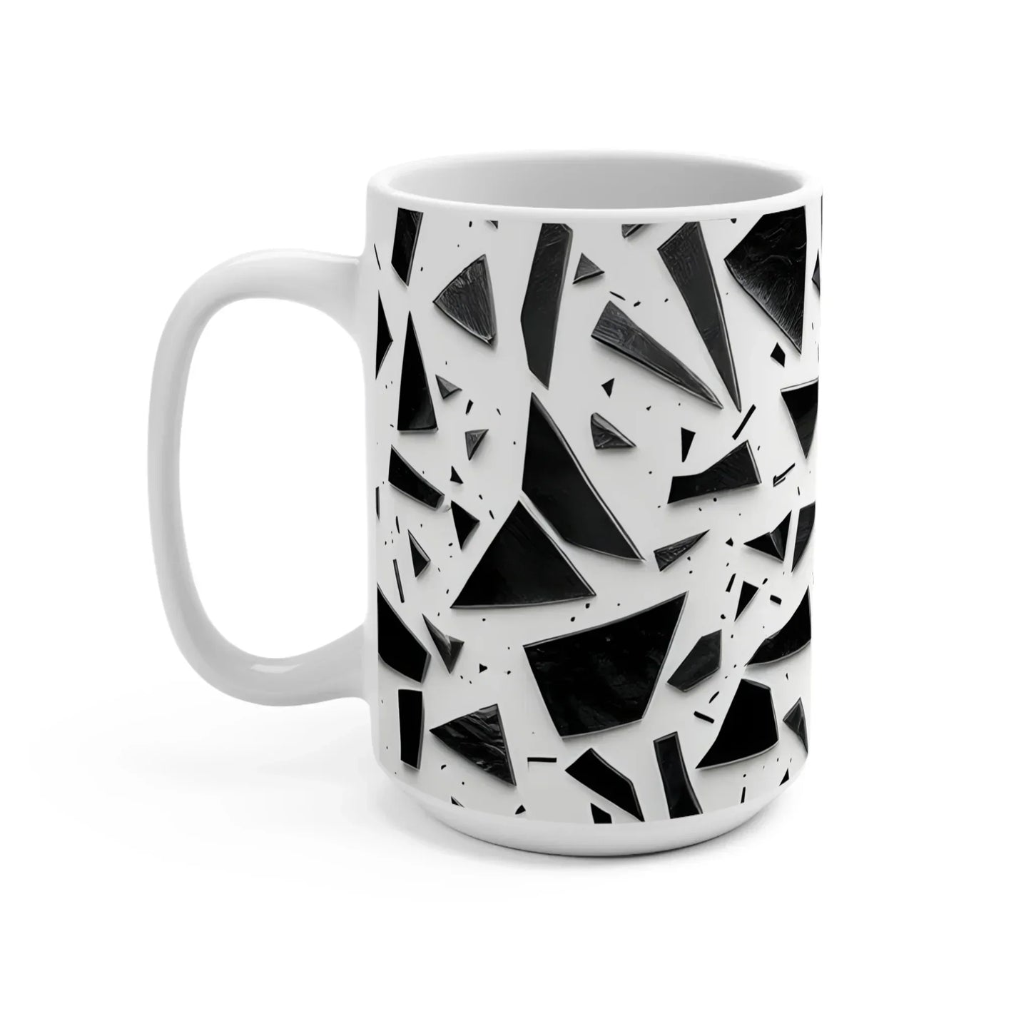 Monochrome Geometry – Minimalist Abstract Pattern Mug – 15oz - KarArmDesign