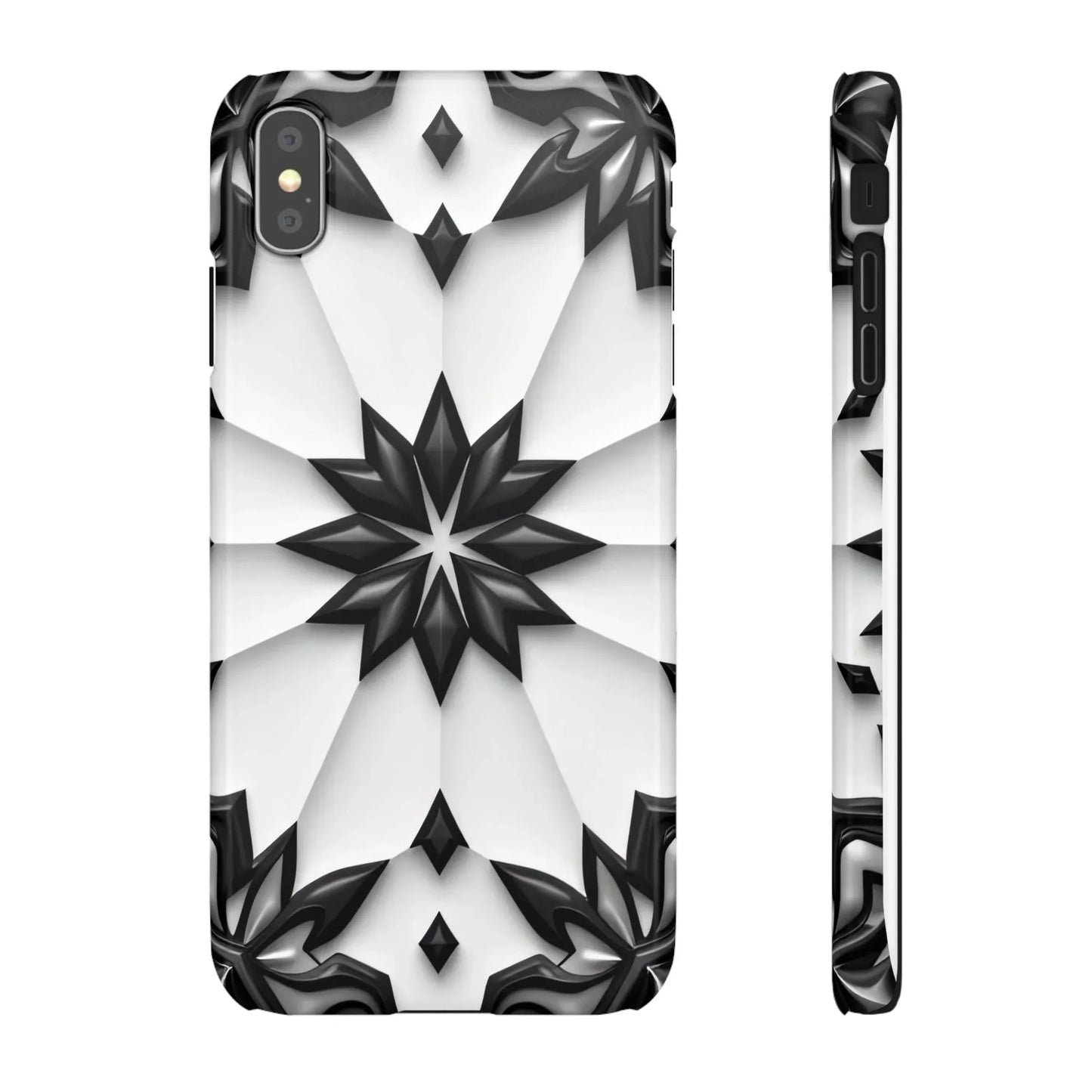 Black and White Geometric Floral Phone Case for iPhone and Samsung Galaxy - KarArmDesign