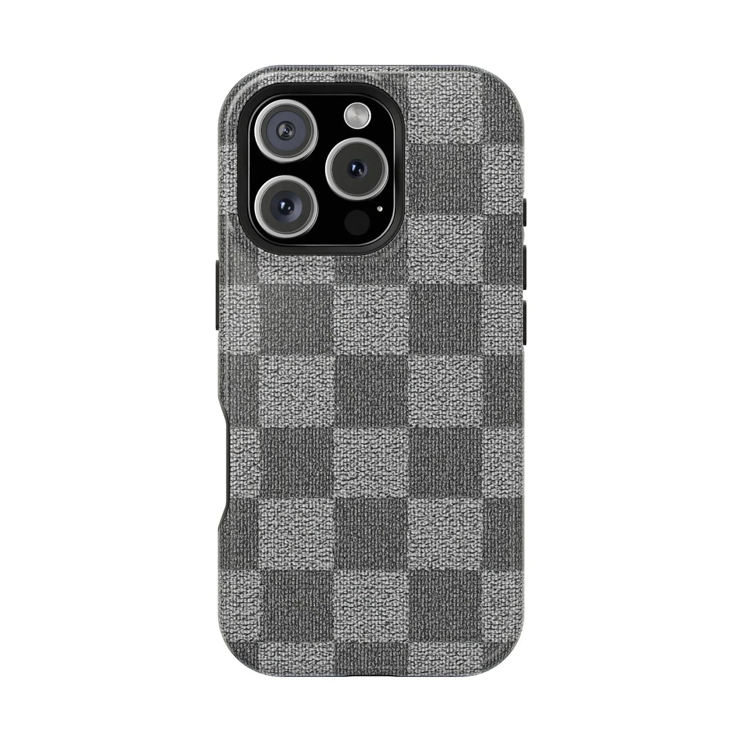 Gray Checkered Phone Case for iPhone 12-16 and Galaxy S21-S22 Models - KarArmDesign