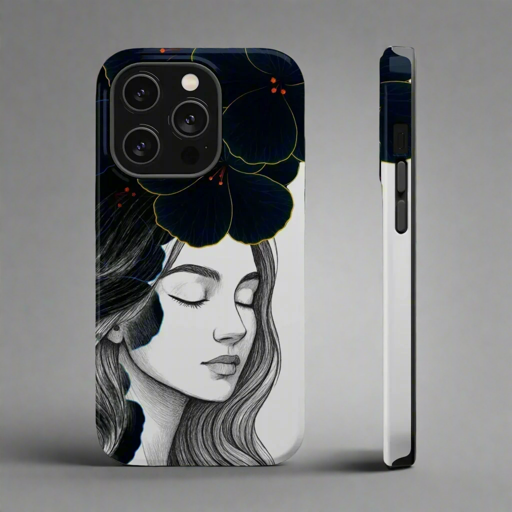 Dark Floral Elegance Phone Case for iPhone 13-16 Models - KarArmDesign