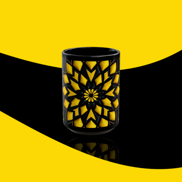 Bold Black & Yellow Geometric Mug – 15oz – Exclusive by KARARMDESIGN - KarArmDesign