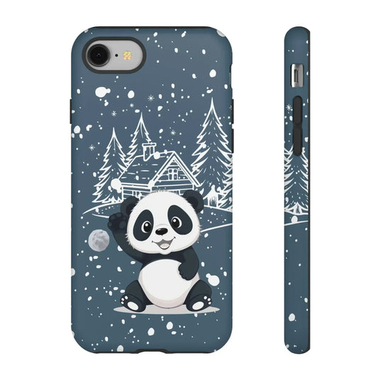 Cute Panda in a Winter Wonderland Phone Case for iPhone 8-16 Models - KarArmDesign