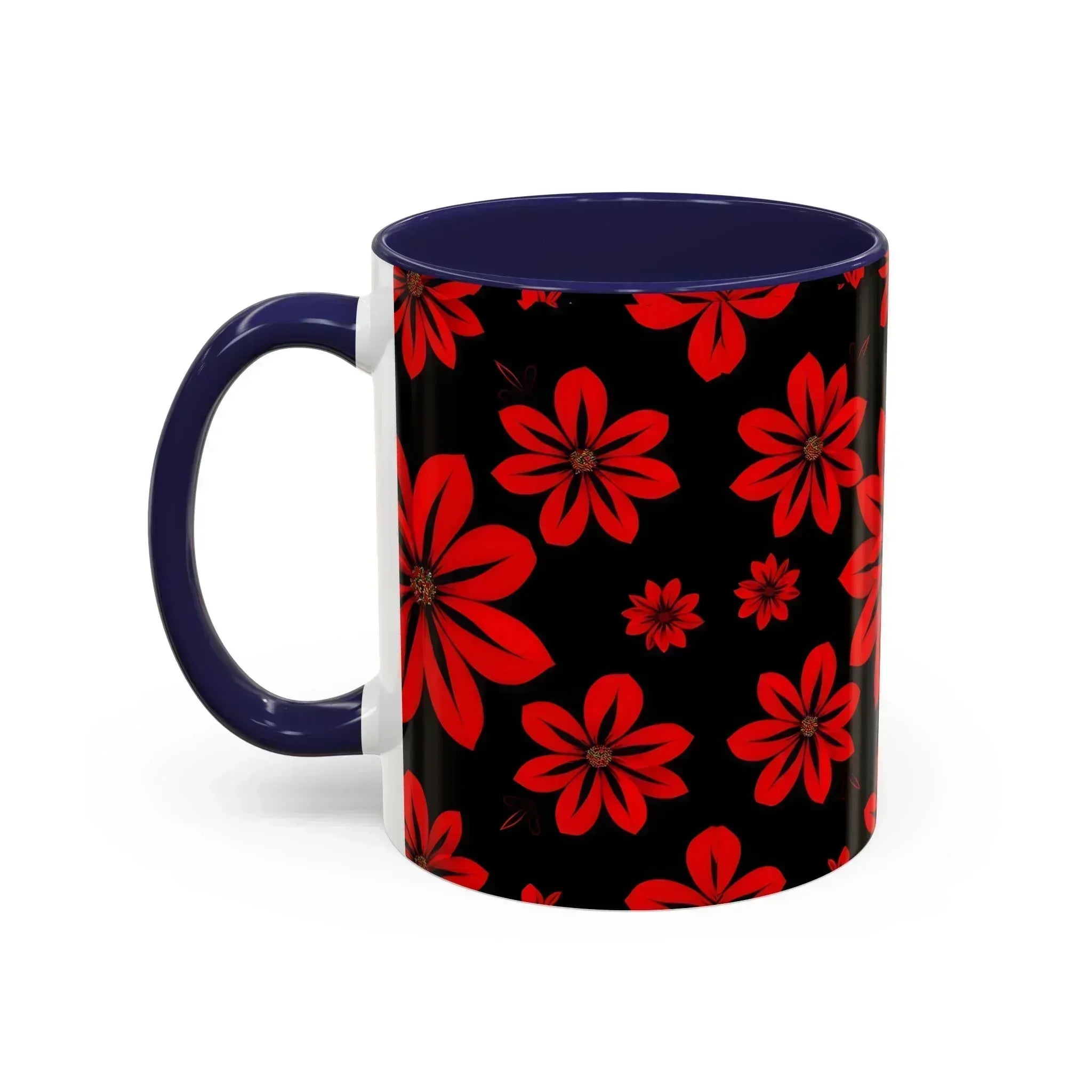 Accent Red Floral Coffee Mug – 11oz & 15oz - KARARMDESIGN