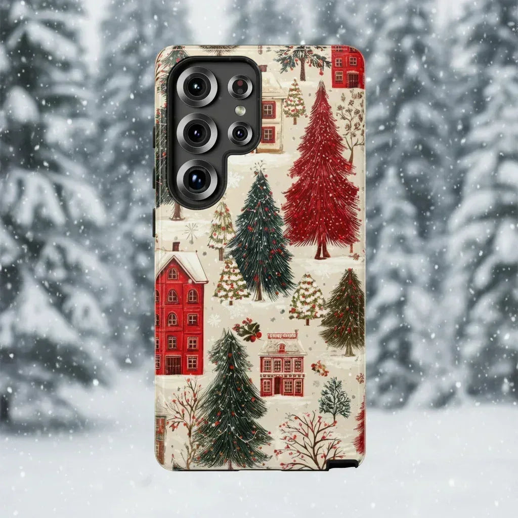 Cozy Winter Village Phone Case for iPhone 11-17 and Galaxy S10-S25 - KARARMDESIGN