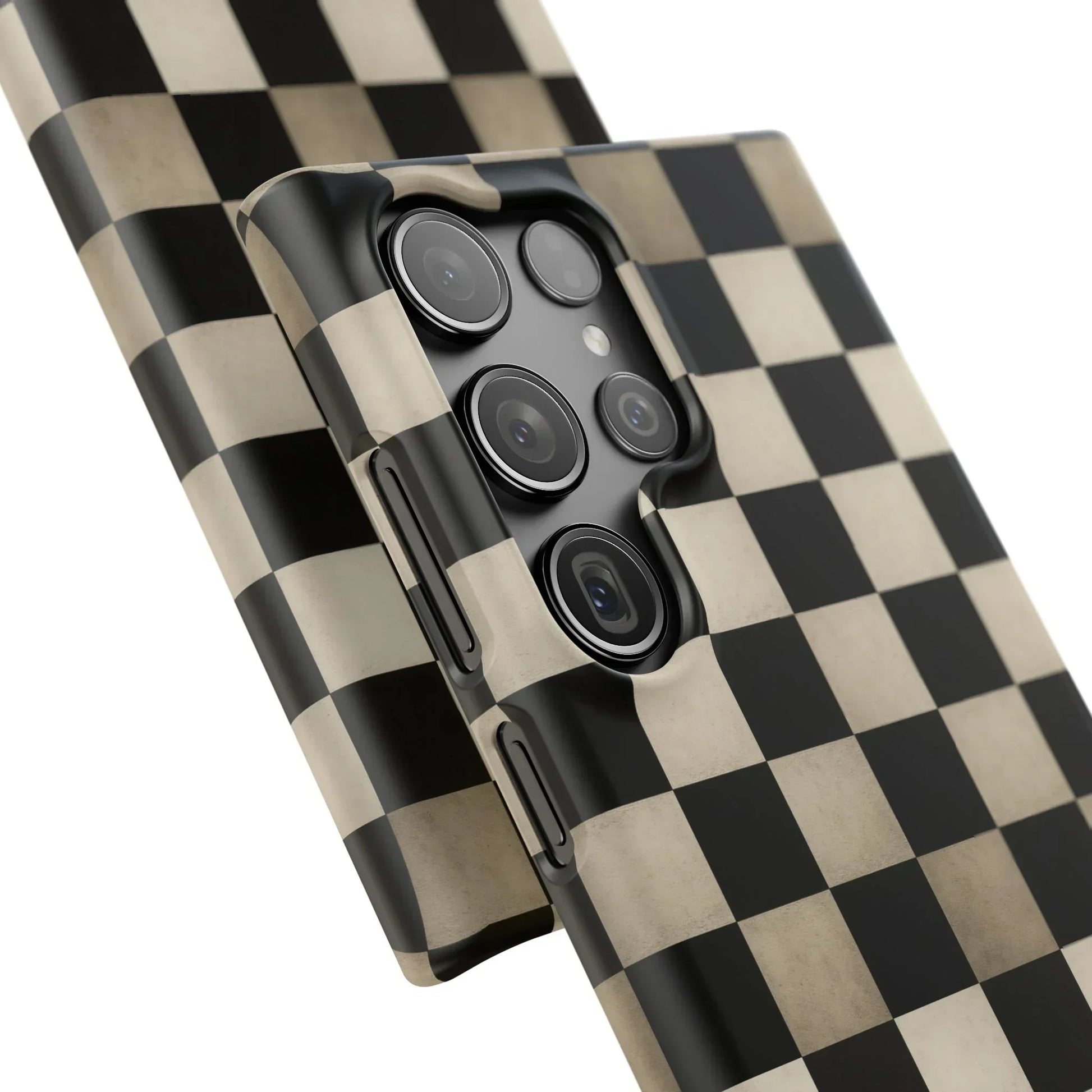 Stylish Matte Checker Phone Case for iPhone 7-16 and Samsung Galaxy S10-S24 Models - KarArmDesign