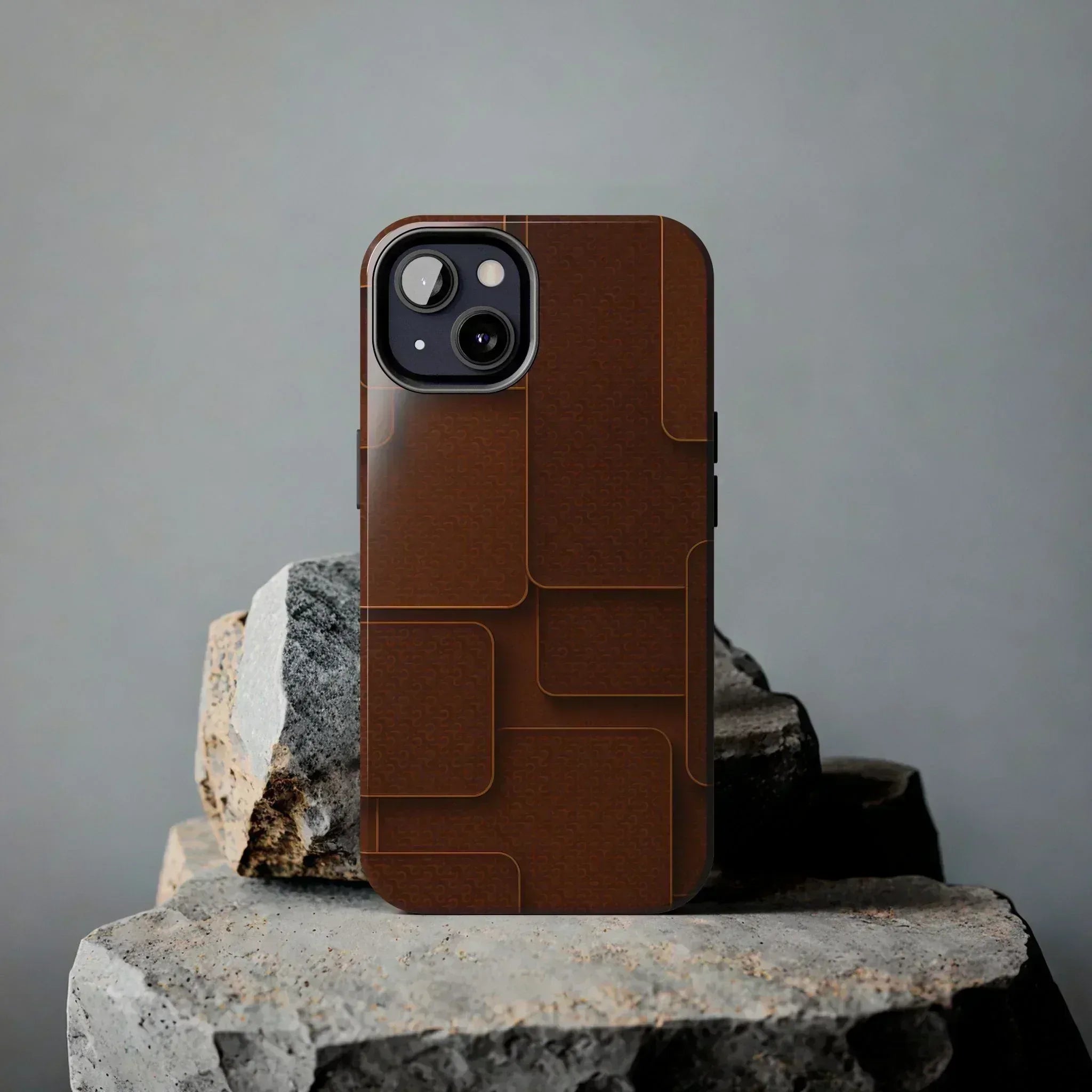 Textured Brown Phone Case for iPhone 7-16 and Samsung Galaxy S21-S24 - KARARMDESIGN