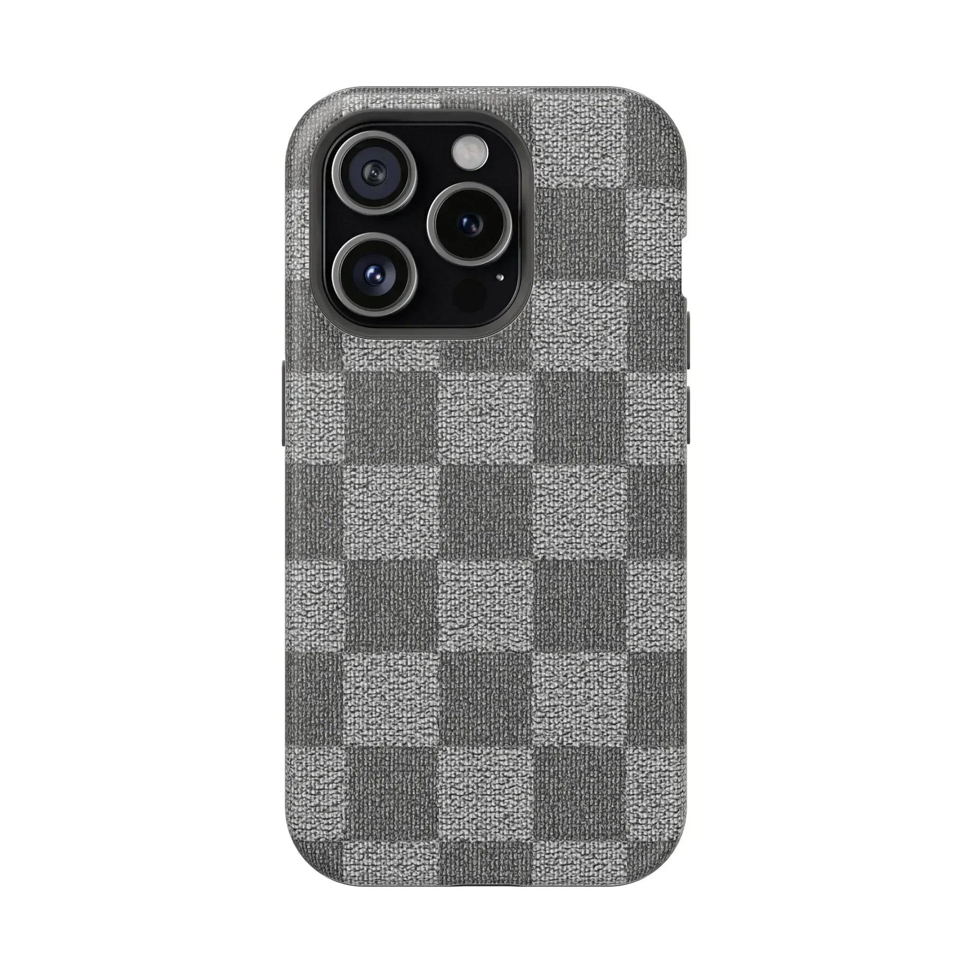 Gray Checkered Phone Case for iPhone 12-16 and Galaxy S21-S22 - KARARMDESIGN