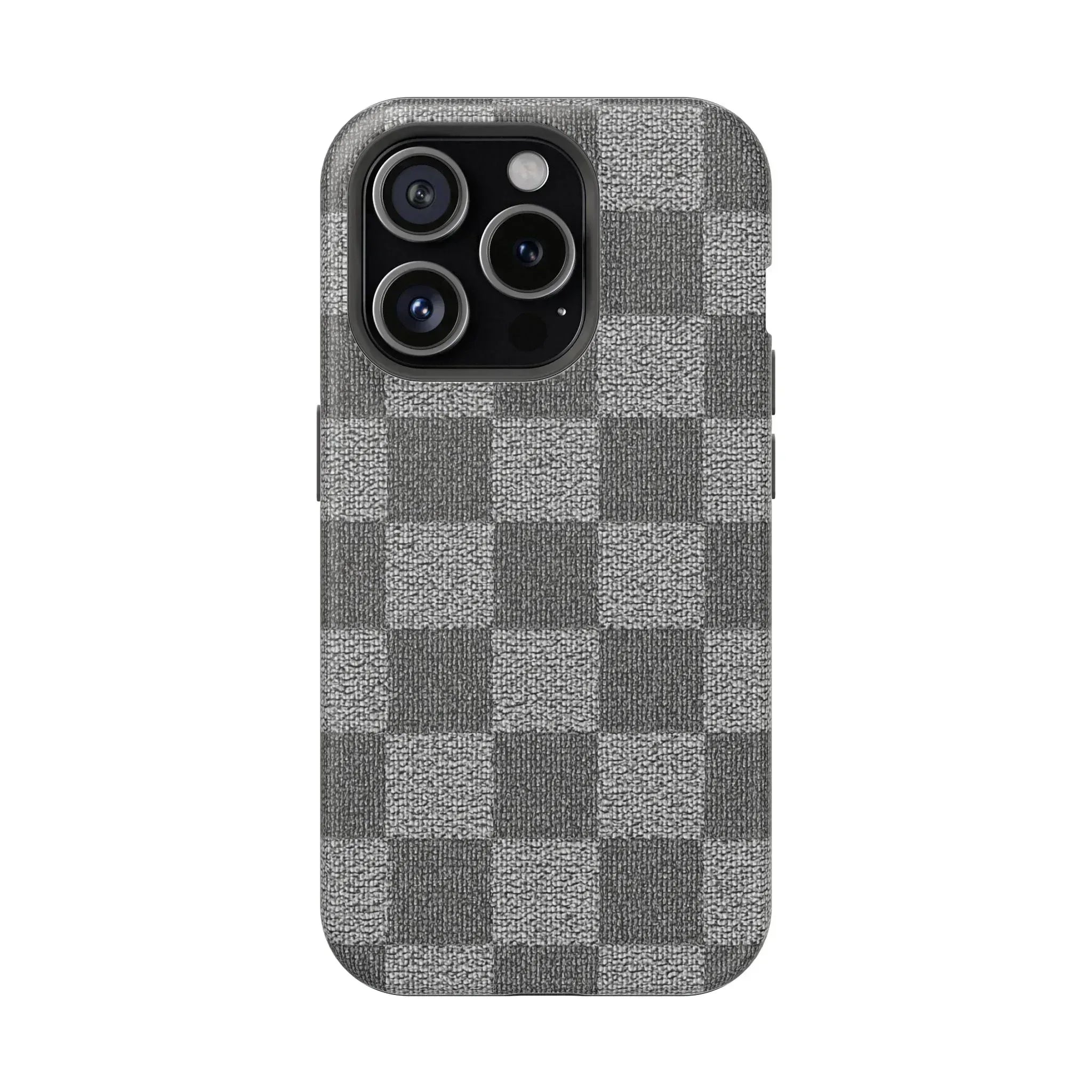 Gray Checkered Phone Case for iPhone 12-16 and Galaxy S21-S22 - KARARMDESIGN