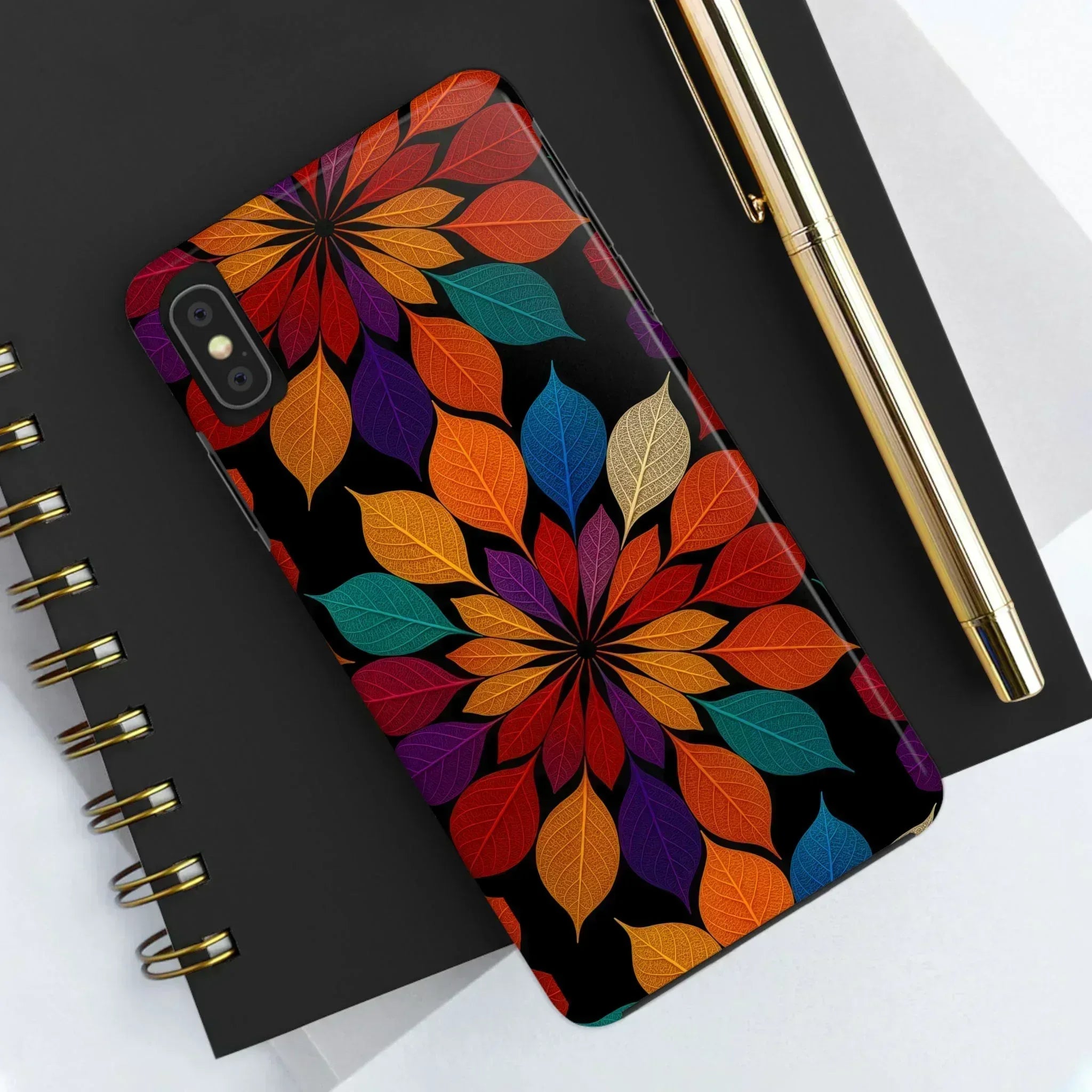 Leaf Mandala Phone Case for iPhone 11-16 and Galaxy S21-S24 - KARARMDESIGN
