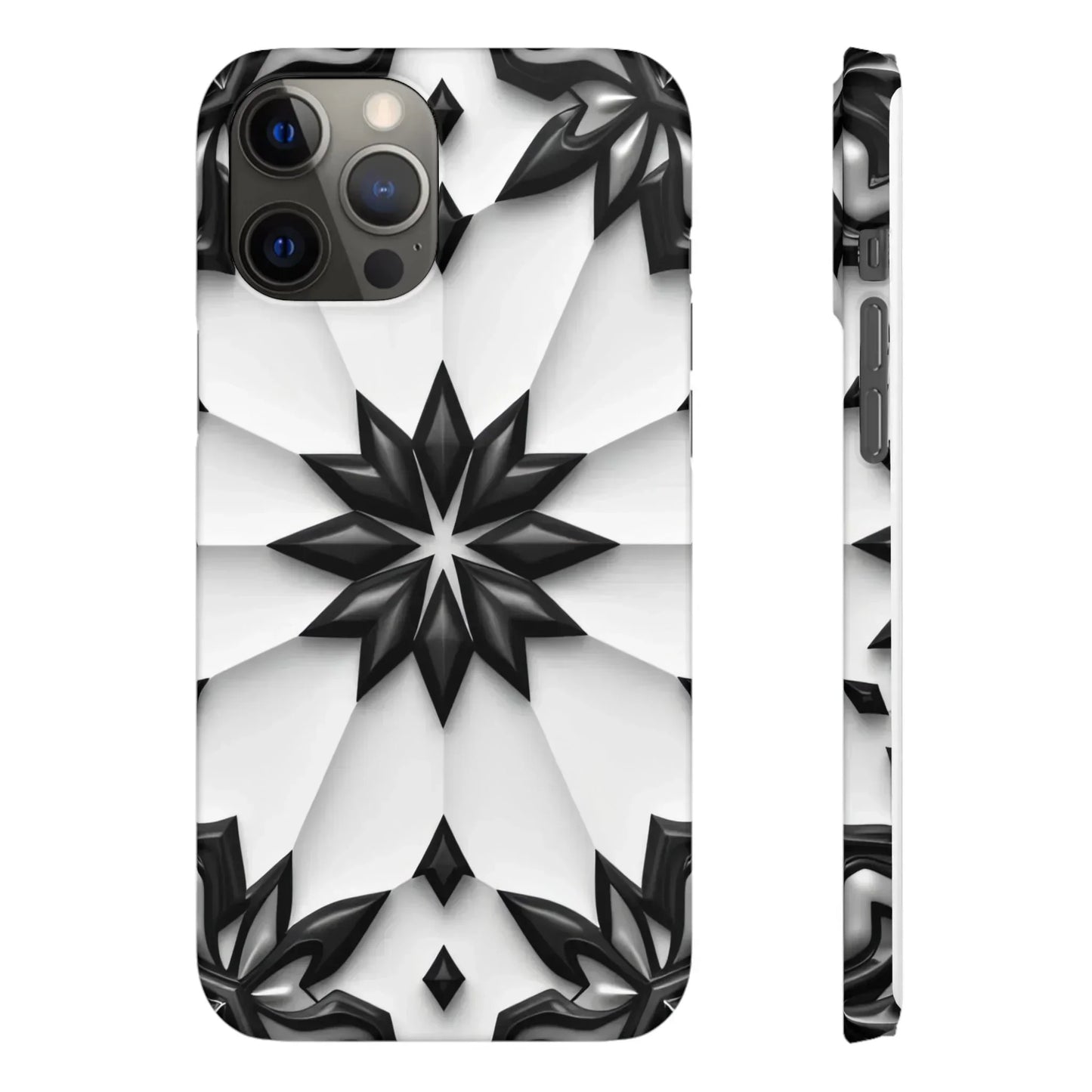 Black and White Geometric Floral Phone Case for iPhone and Samsung Galaxy - KarArmDesign