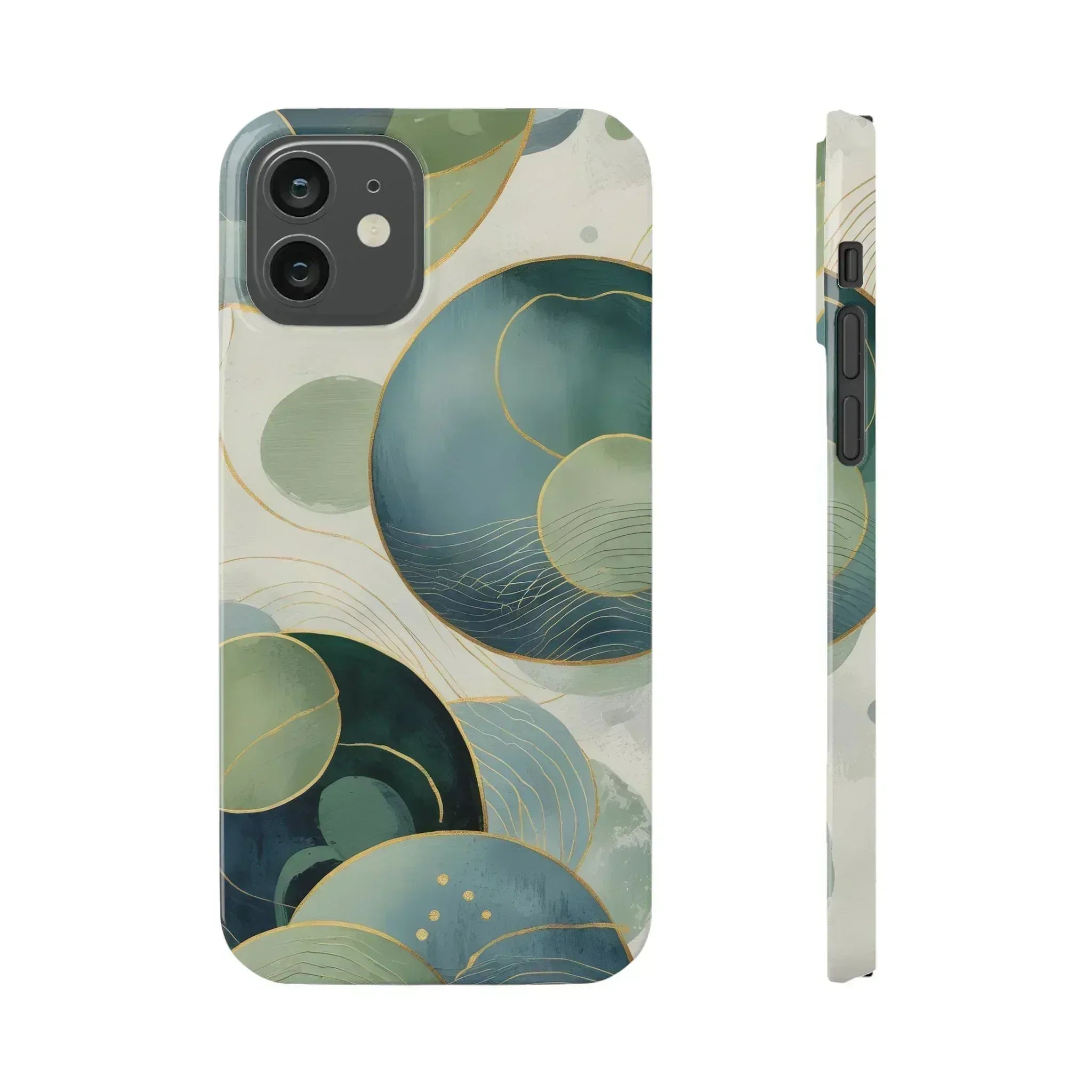 Abstract Teal Slim Phone Case for iPhone 12-16 - KARARMDESIGN
