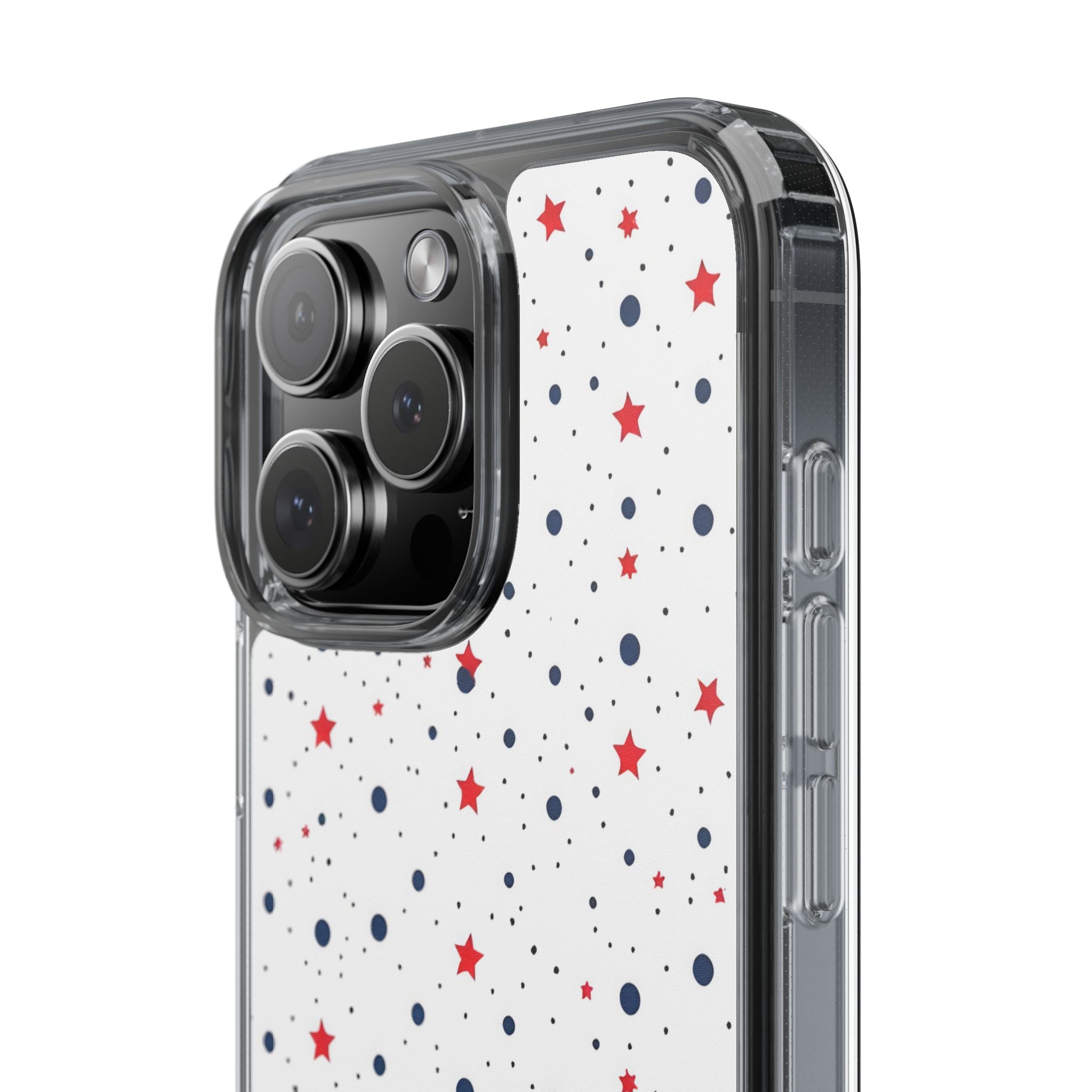 White Polka Dot & Stars Clear Case for iPhone & Samsung